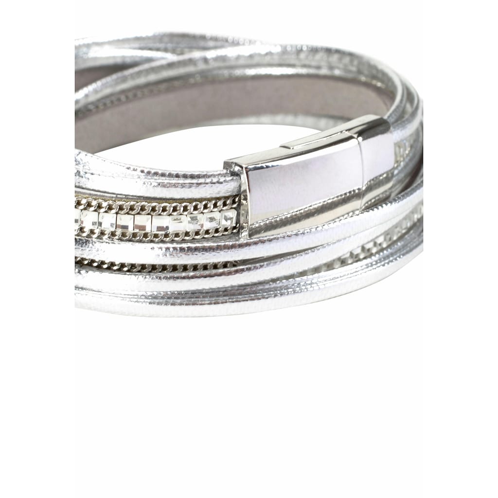 Firetti Wickelarmband »im Metallic Look«, mit Glasstein