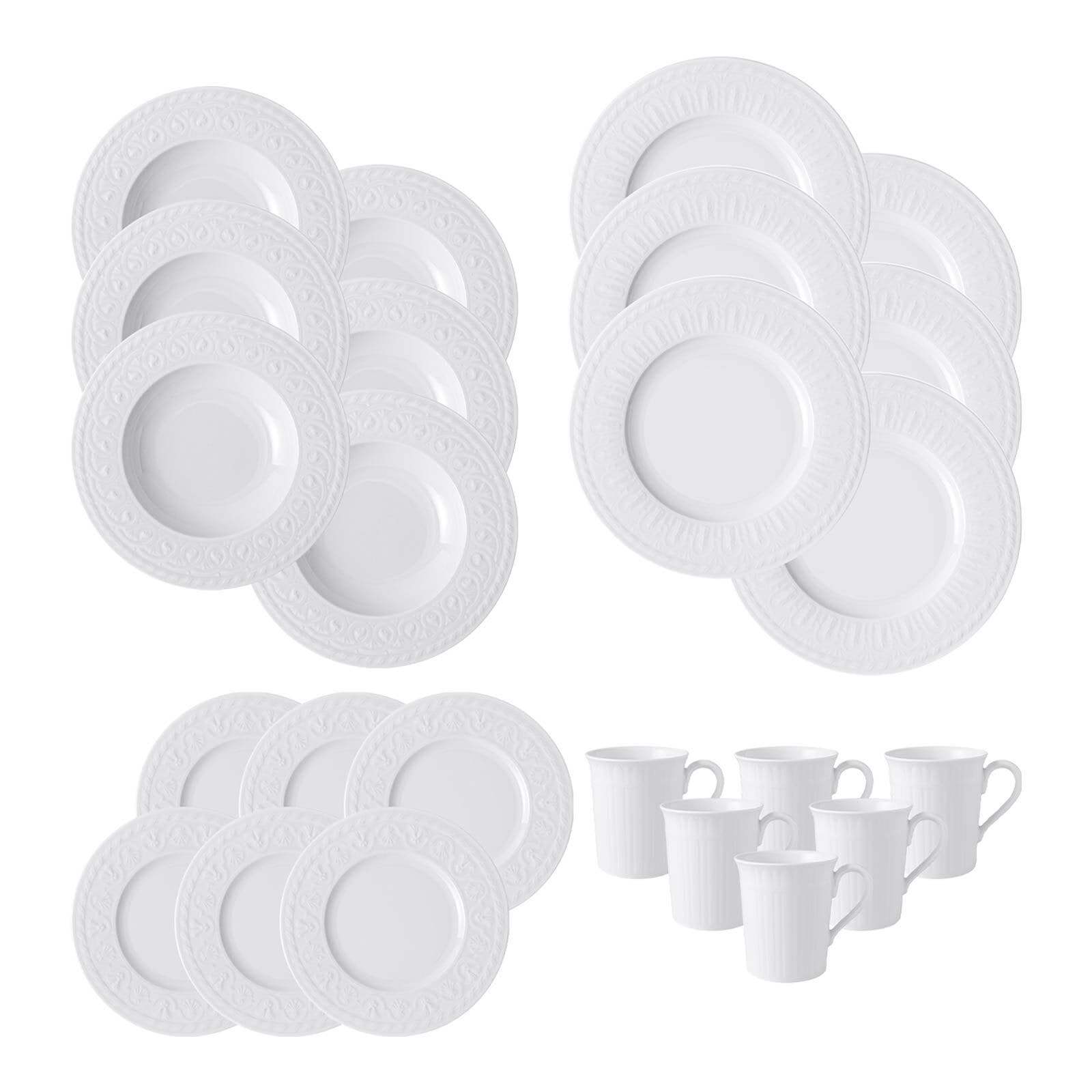 Villeroy & Boch Geschirr-Set "Geschirr-Set Cellini 24er Set weiß" Spülmaschinengeeignet, Mikrowellenfest