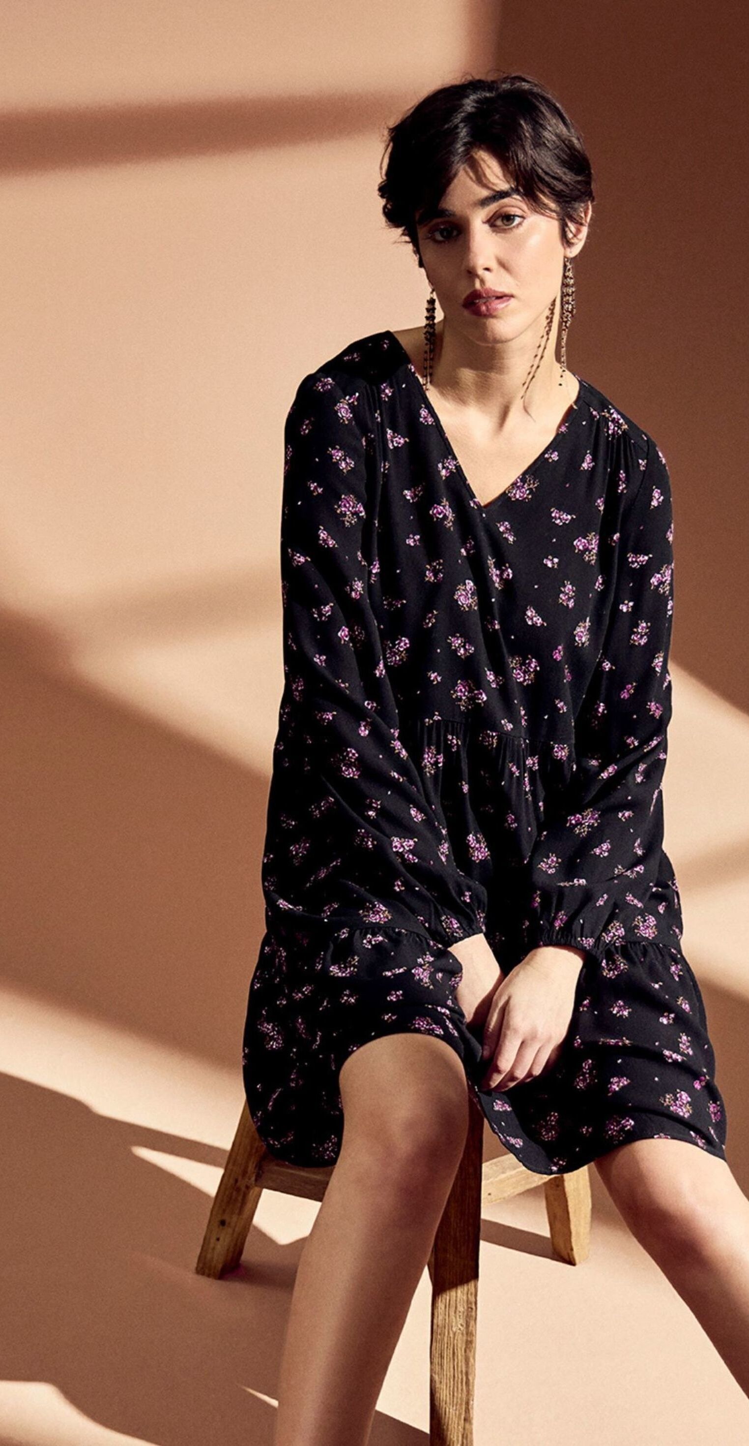 Zero Sommerkleid »Damen mit Blumen« drapiert / gerafft