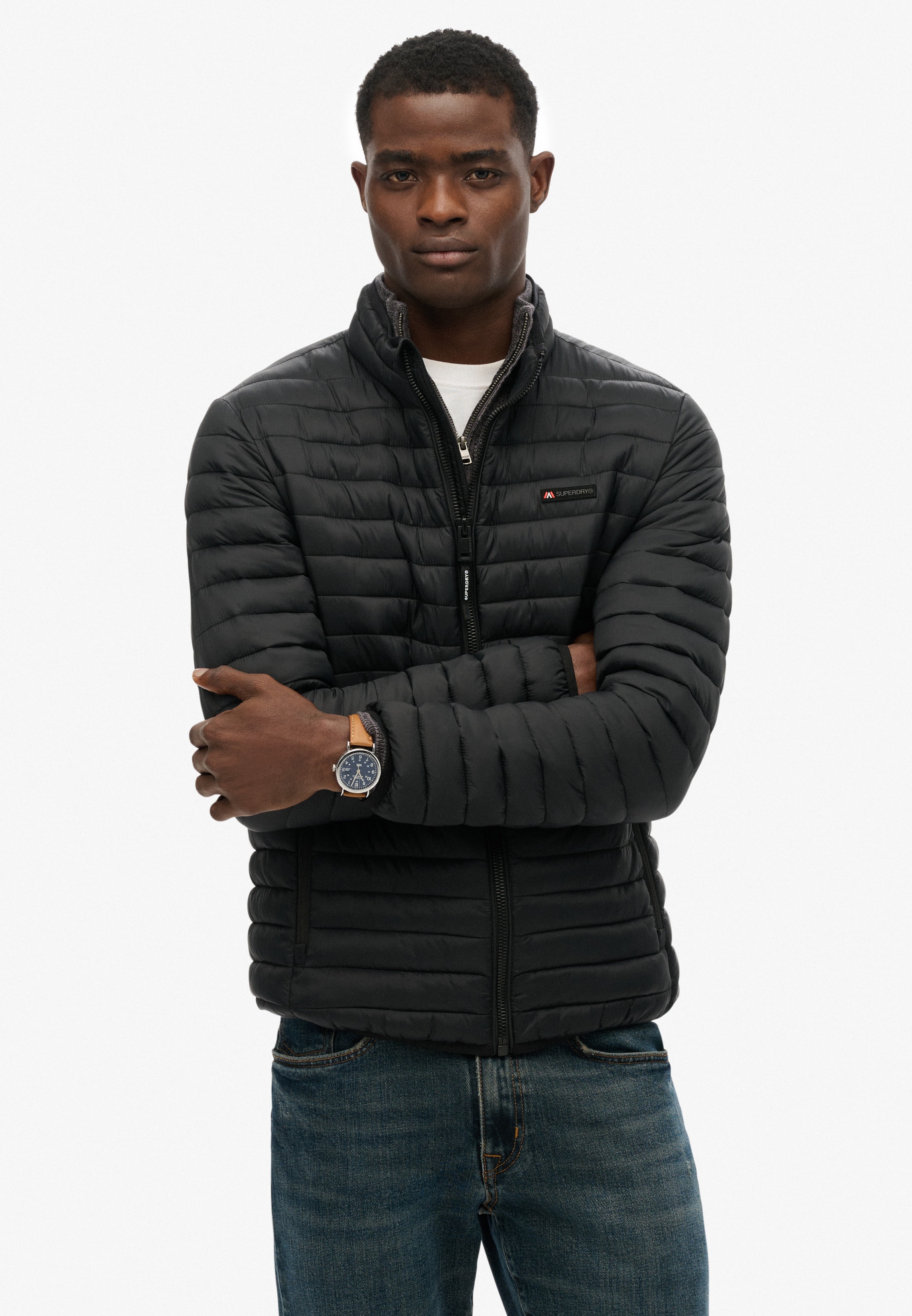 Superdry Steppjacke "Fuji Lite Padded Jacket" Slim Fit, Mit Reißverschluss, Hochschließender Kragen