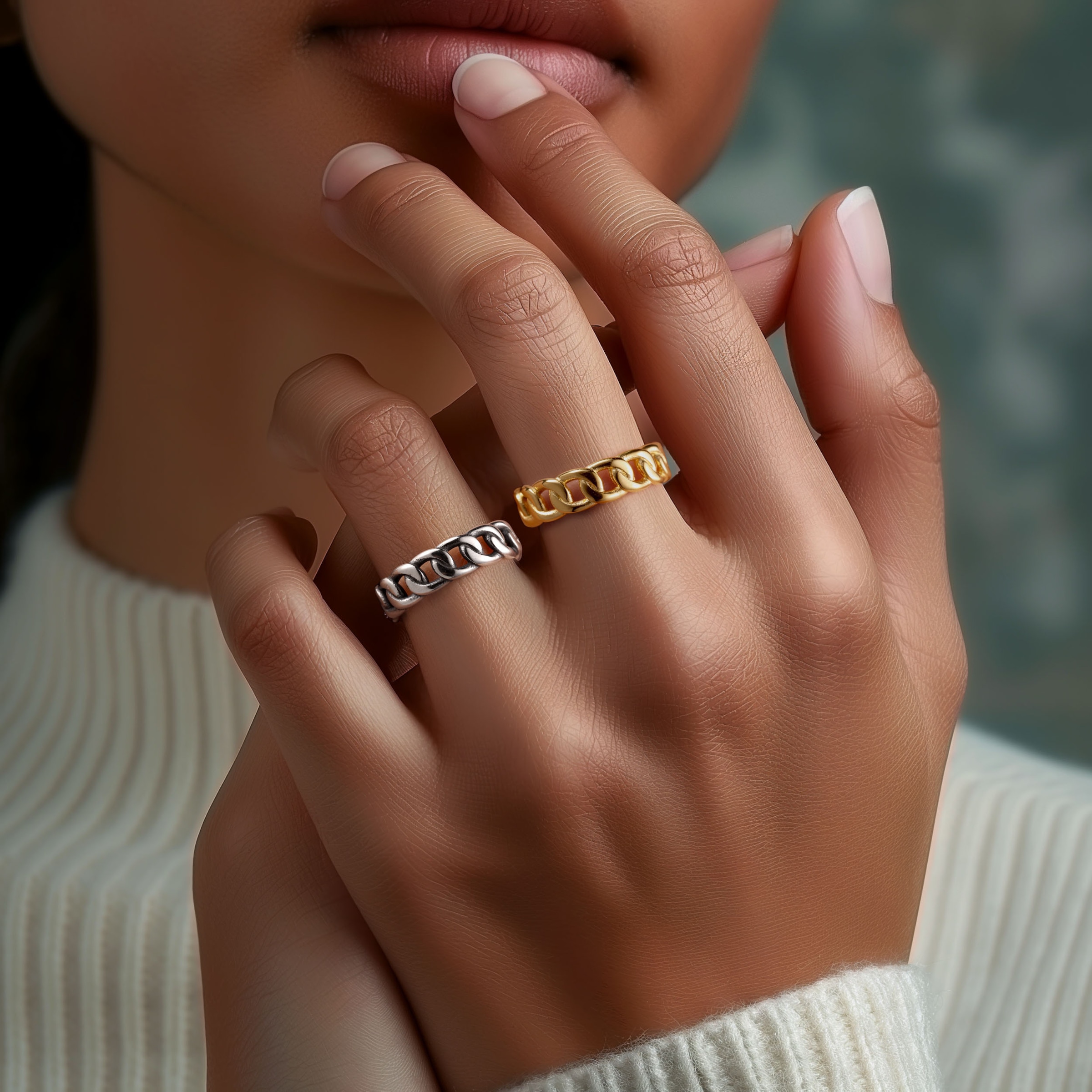 Firetti Fingerring »Schmuck Geschenk Edelstahl Ring Damenring Herrenring Panzerkette Color«