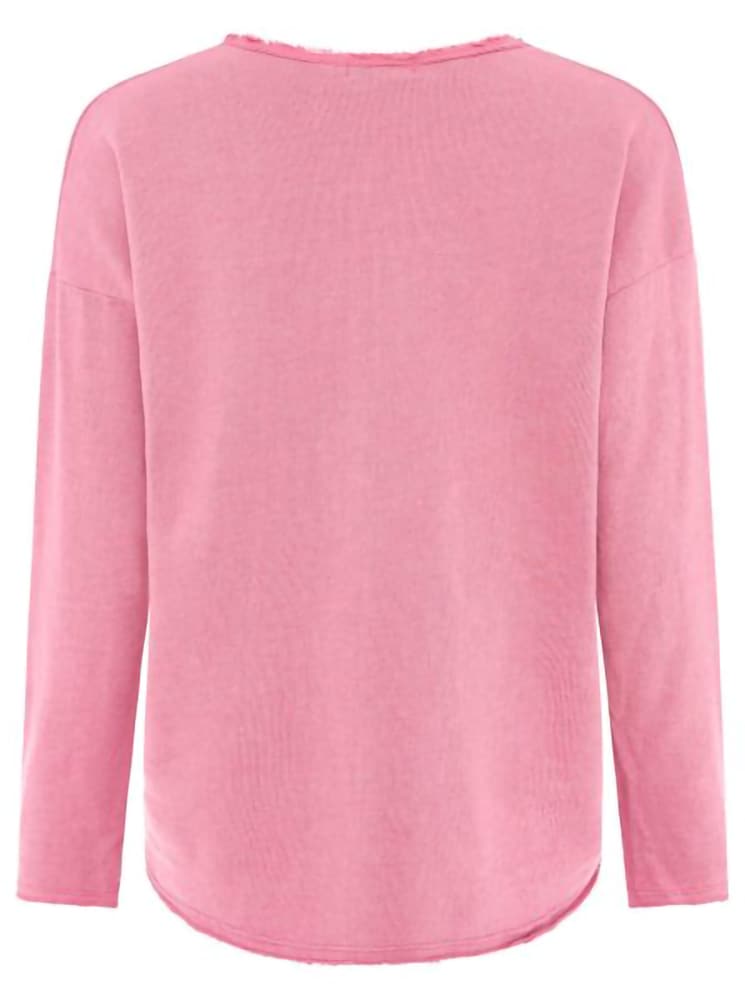 Zwillingsherz Sweatshirt »"Positive Mind"«, ausgefranster V-Ausschnitt, Used Look, Langarm, Schriftzug
