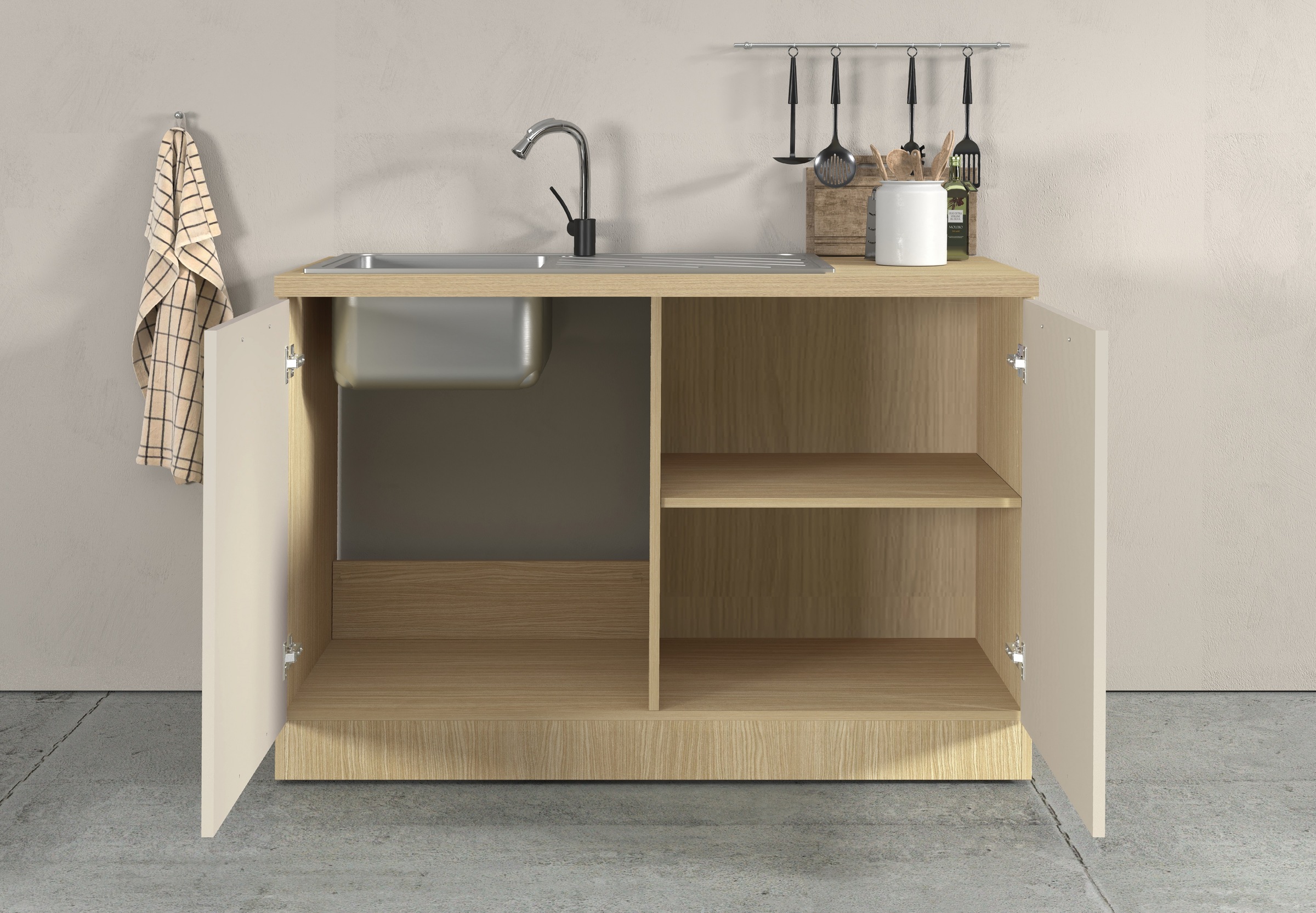 KOCHSTATION Spülenschrank »Luna, Unterschrank für Spüle, Küchenspülenschrank, Made in  Italy« B/T/H: 120×60×85 cm, inklusive Einbauspüle und Siphon