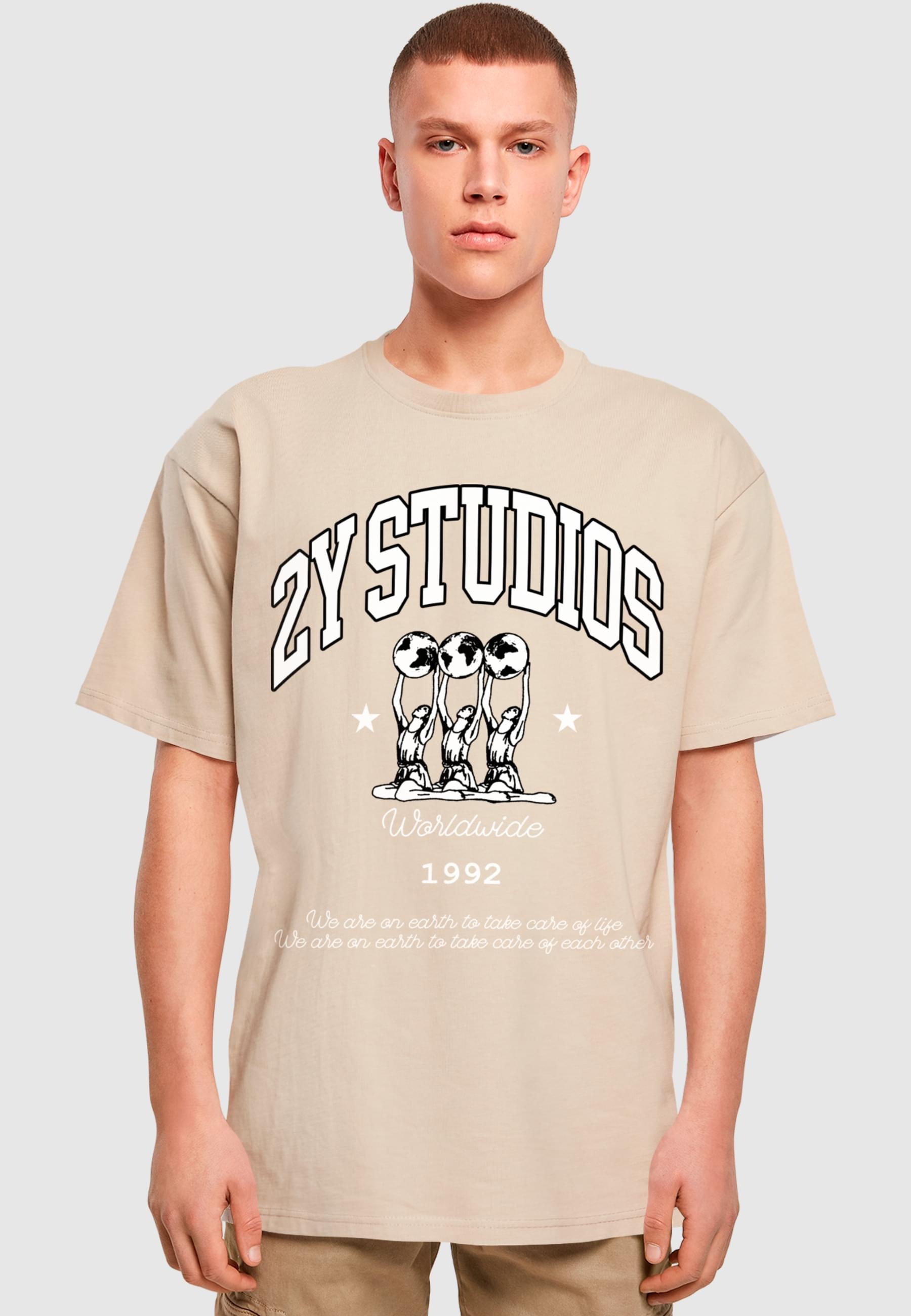2Y Studios T-Shirt »2Y Studios Herren Globus Oversize Tee«, (1 tlg.)