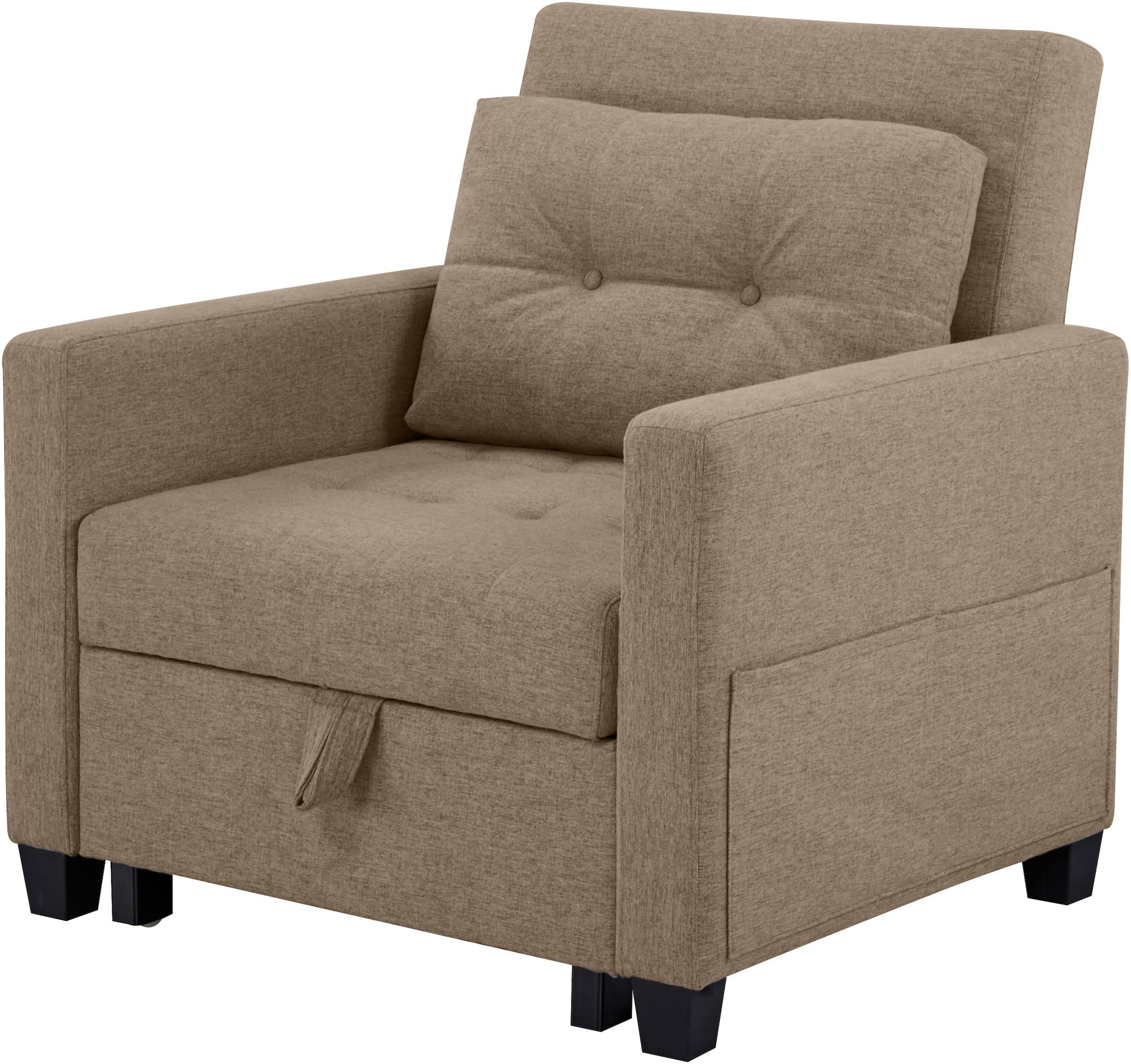 OTTO home Sessel »TYLLI, 91 cm, wandelbar zum Gästebett, Schlafliege, klappbar« verstellbarer Rückenlehne, Klappmechanismus, Webstoff