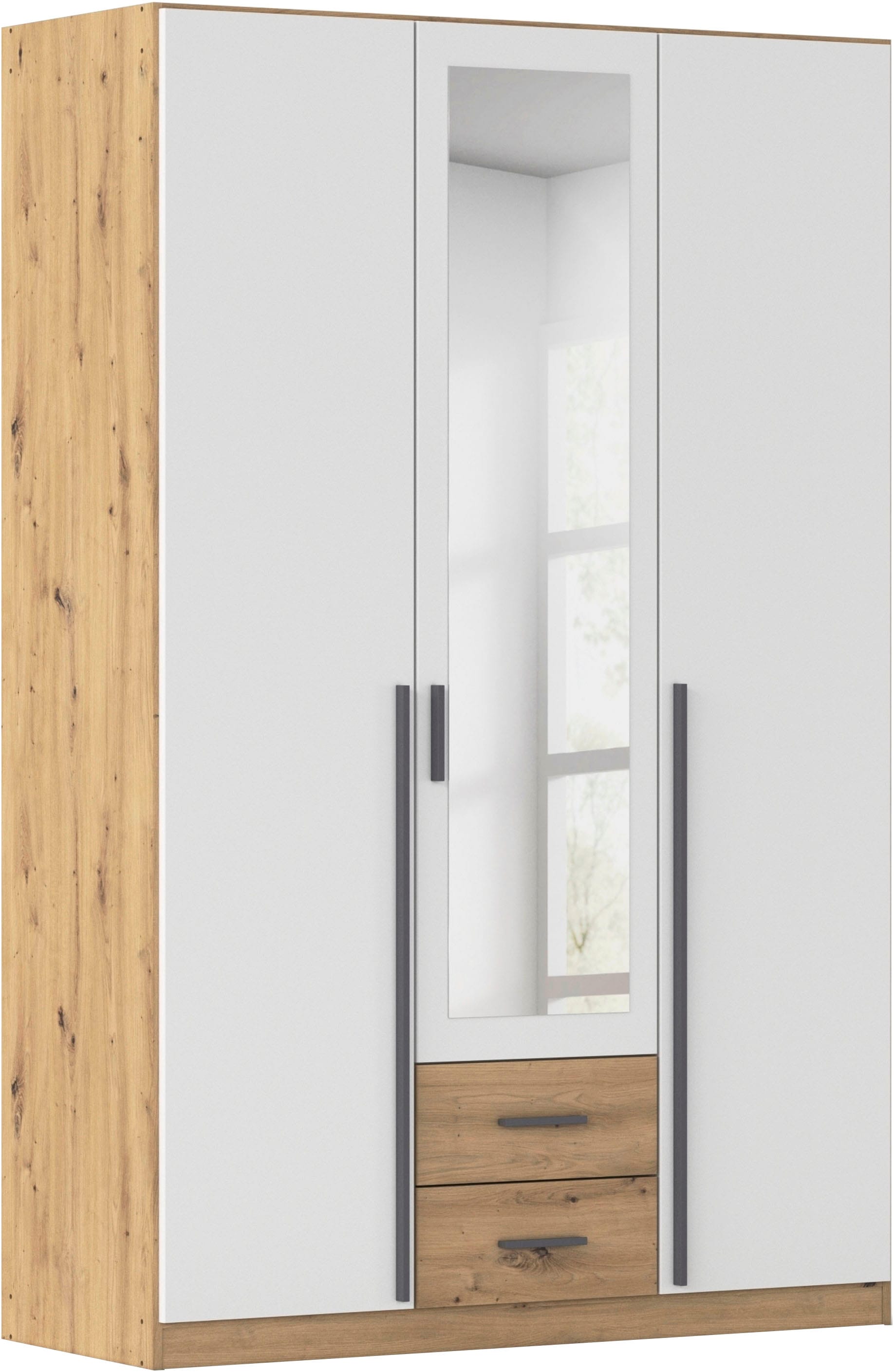 rauch Kleiderschrank "Schrank Garderobe Ankleide GAMMA Breiten 91/136/181/226/271/315/360 cm" in 3 Ausstattungen BASIC/CLASSIC/PREMIUM (inkl. SOFT-CLOSE-Funktion), verschiedene Griff-Varianten, mit Spiegel TOPSELLER MADE IN GERMANY