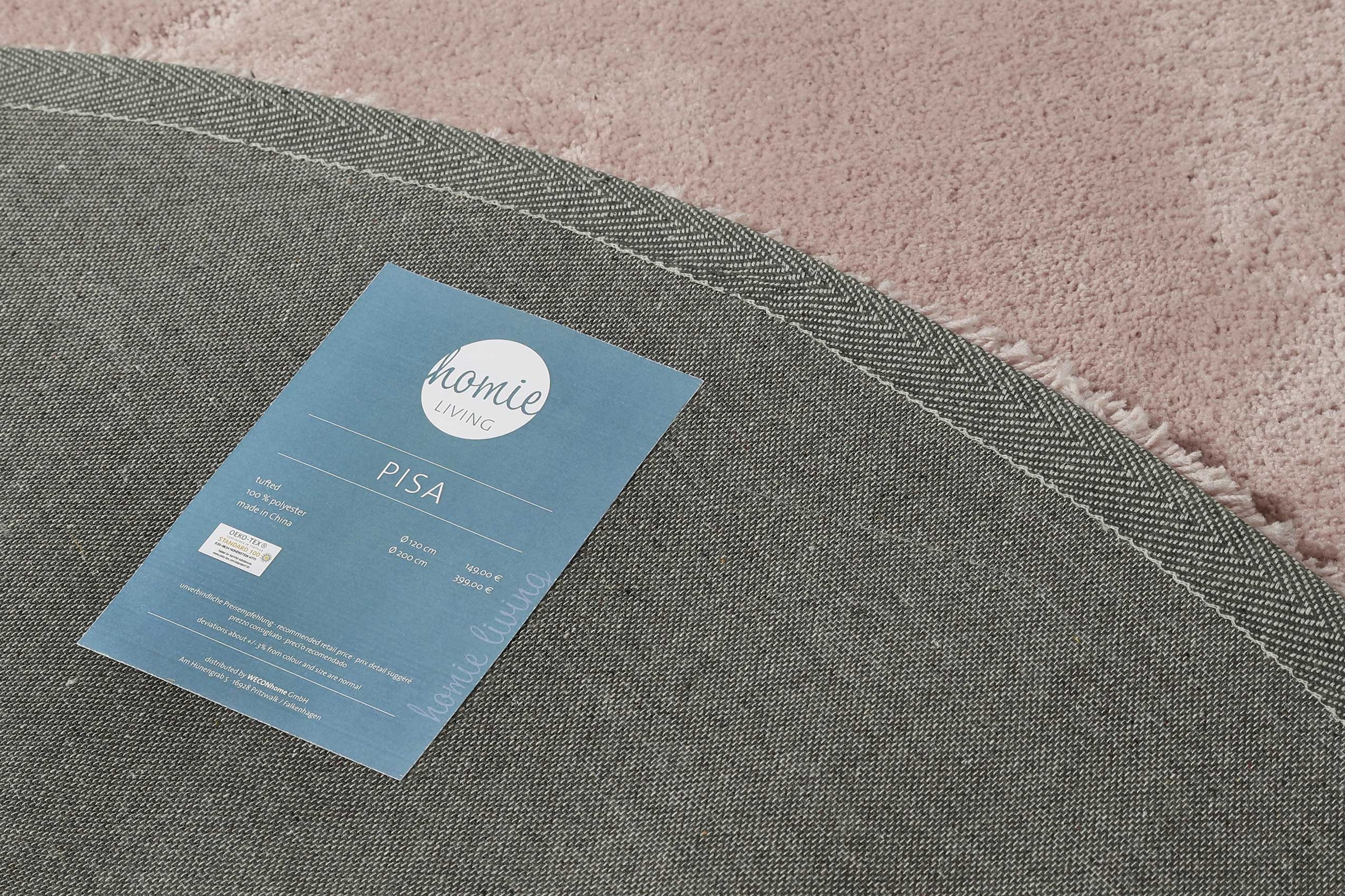 Homie Living Teppich »Pisa«, rund, 25 mm Höhe, Hochflor, Microfaser, uni, weich, Shaggy, Wohnzimmer, Schlafzimmer