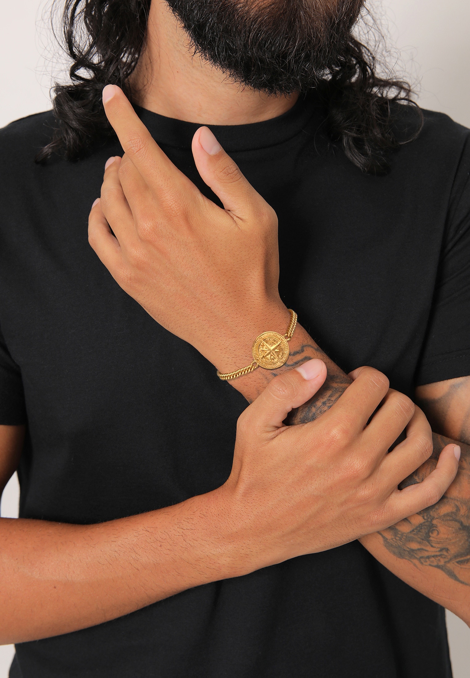 Kuzzoi Armkette »Armband Kompass Maritim Maskulin Massiv 925 Silber«