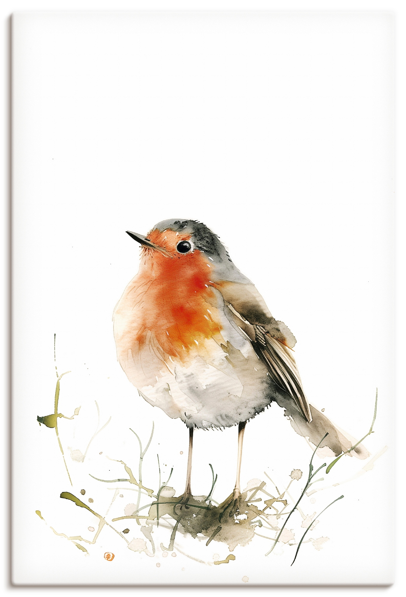 Wandbild ARTLAND "Aquarell Rotkehlchen", farbe bild(er): rot, B:60cm H:90cm, Bilder, als Alubild, Leinwandbild, Poster, Wandaufkleber in verschied. Größen