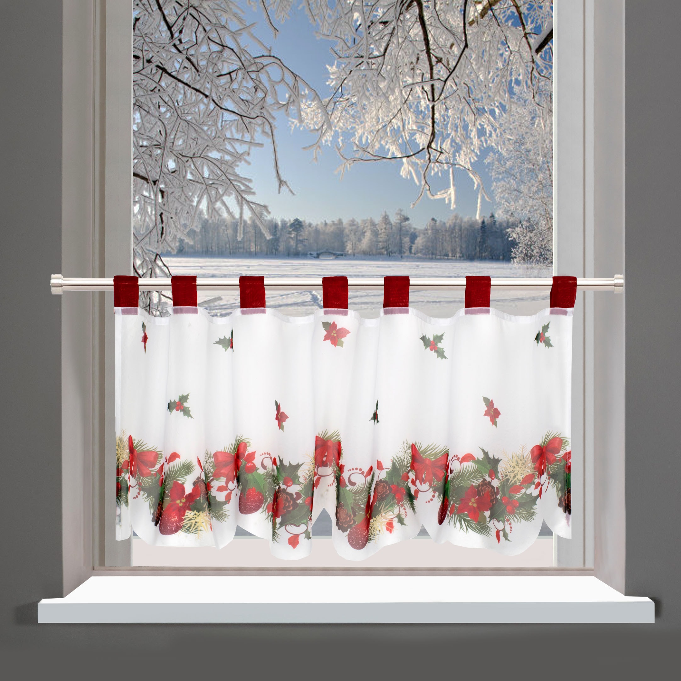 Delindo Lifestyle Gardine "Weihnachten" Schlaufen 1 tlg. mit Schlaufenaufhä günstig online kaufen