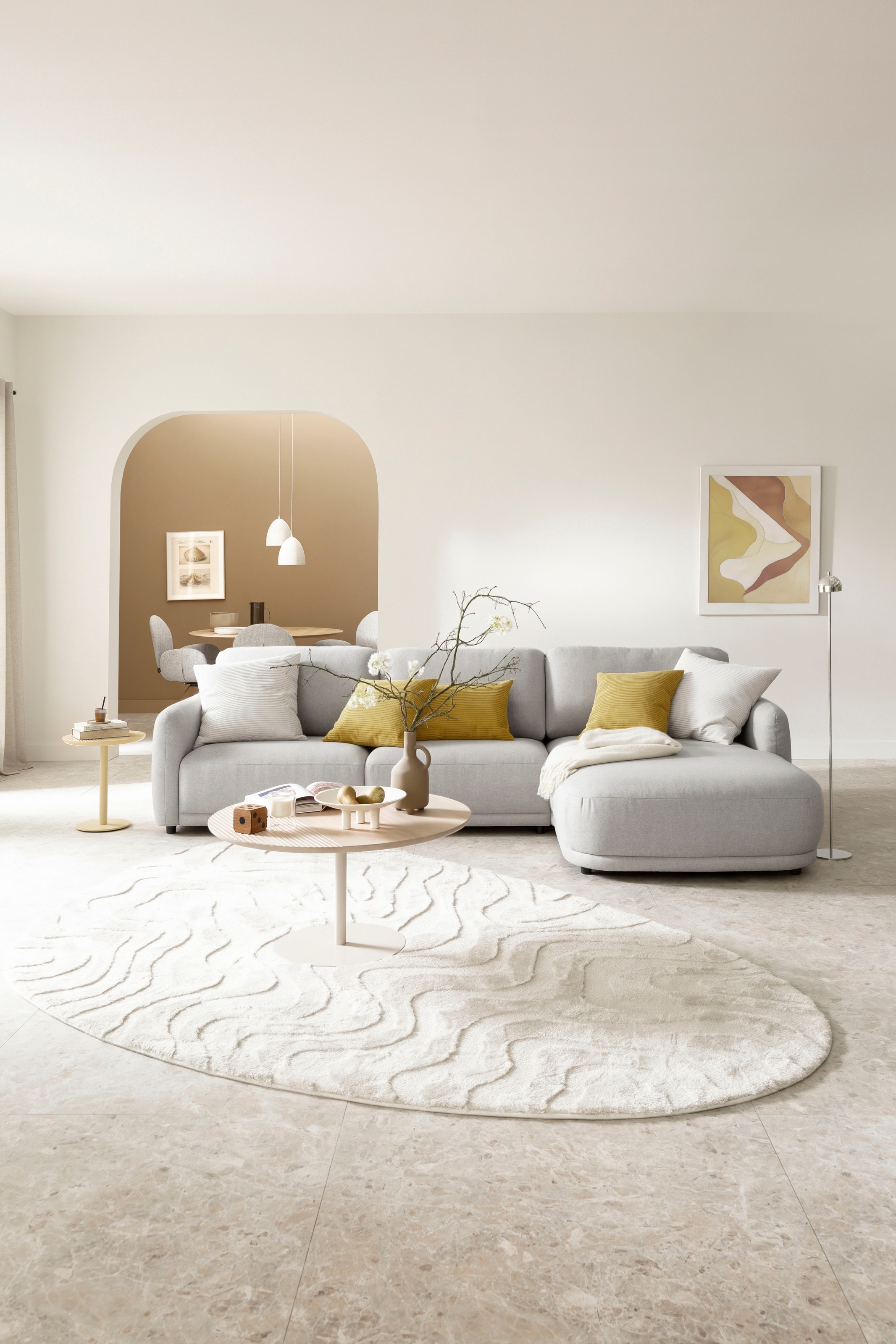 SCHÖNER WOHNEN-Kollektion Ecksofa "Wonder, organisches Design, Breite 318cm, schmale Armlehnen, L-Form" Sanfte Kurven, Kammerkissen-Komfort & maximale Entspannung