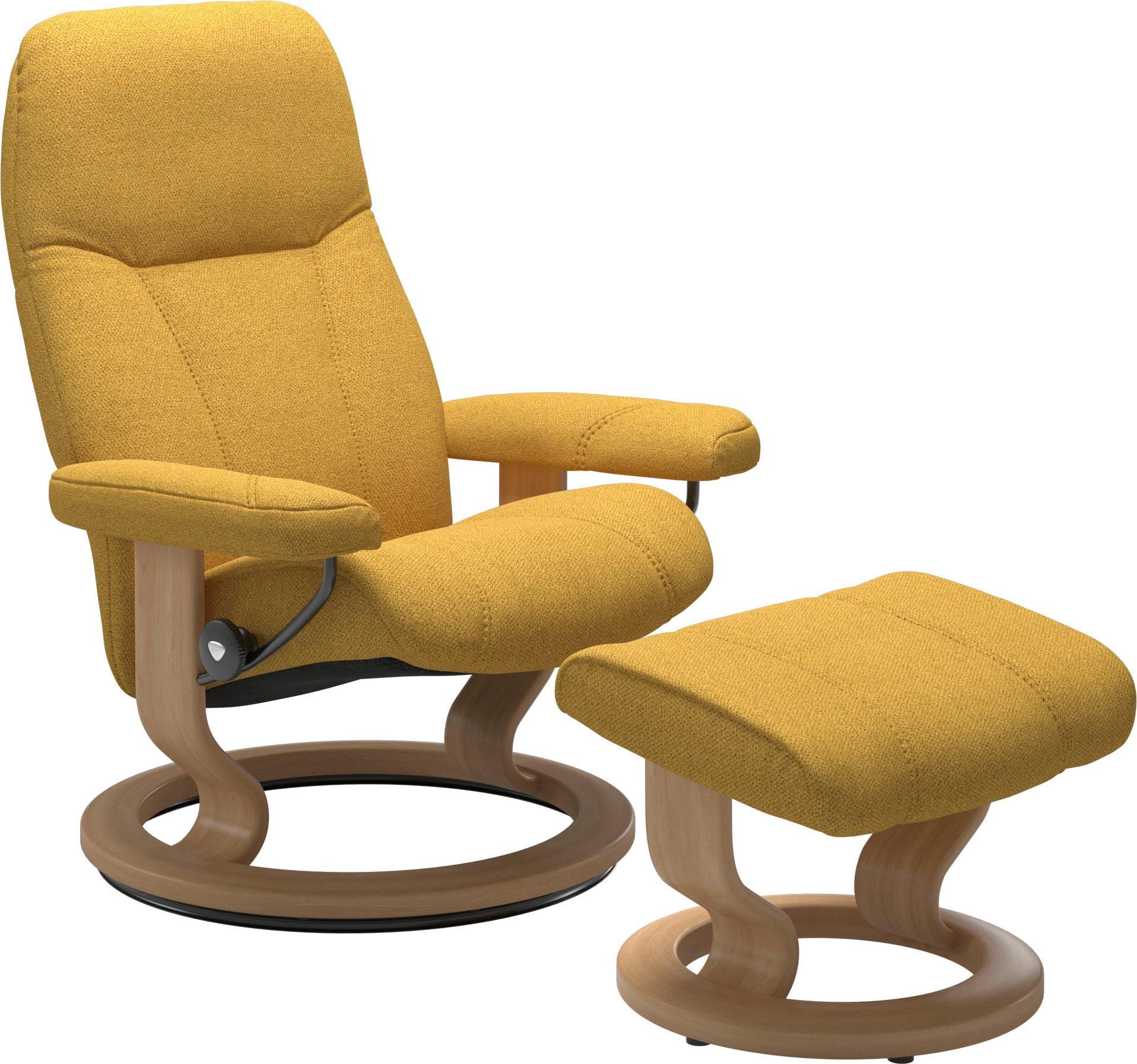 Stressless® Relaxsessel »Consul«, (Set, Relaxsessel mit Hocker), mit Hocker, mit Classic Base, Größe S, Gestell Eiche