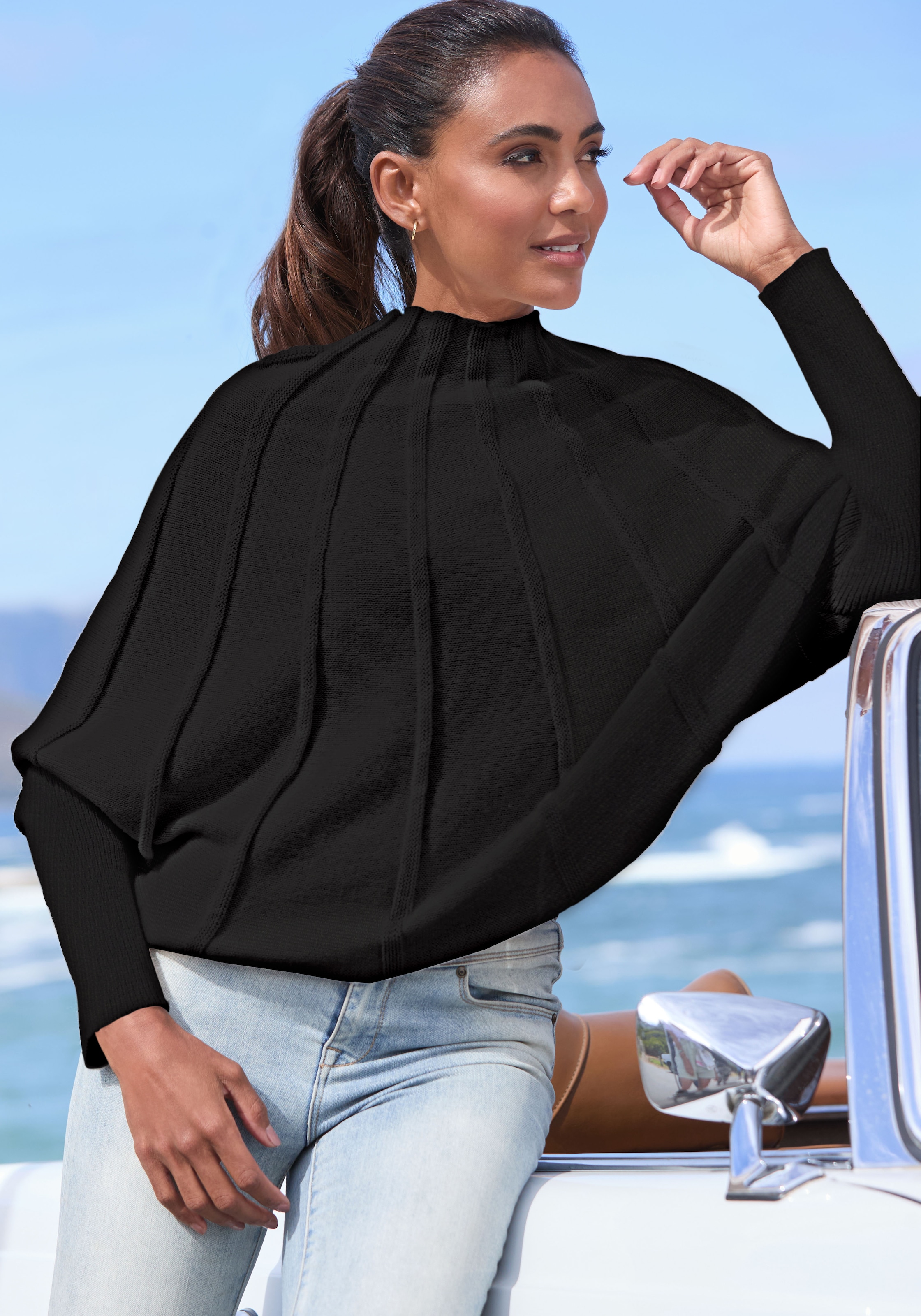 LASCANA Strickpullover, mit Fledermausärmeln, modischer Damenpullover günstig online kaufen