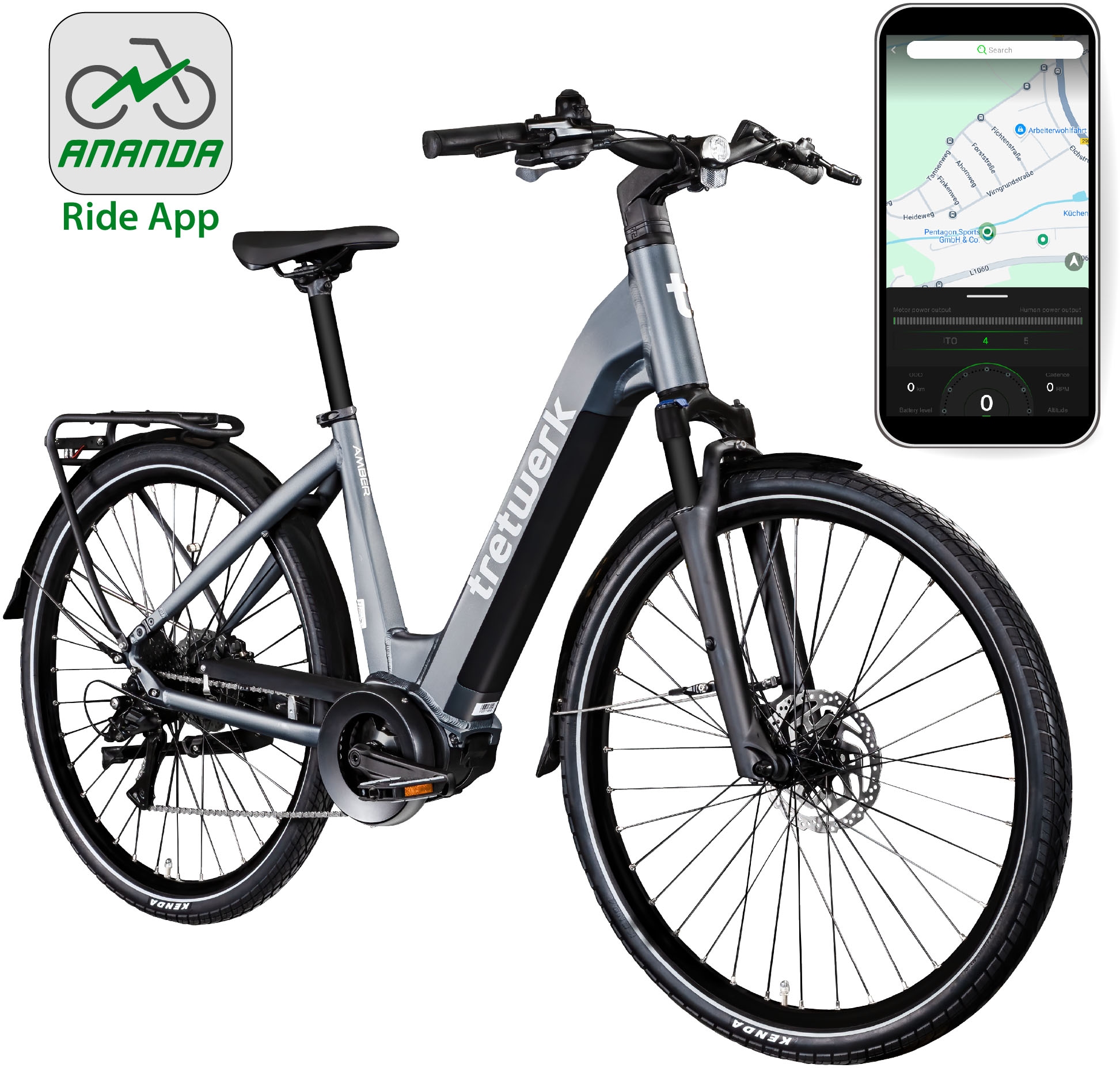 Tretwerk E-Bike »Amber«, 8 Gang, Shimano, Acera M3020 SGS, Mittelmotor 250 W, E Bike Damen 28" Elektrofahrrad 155 - 185cm Hollandrad