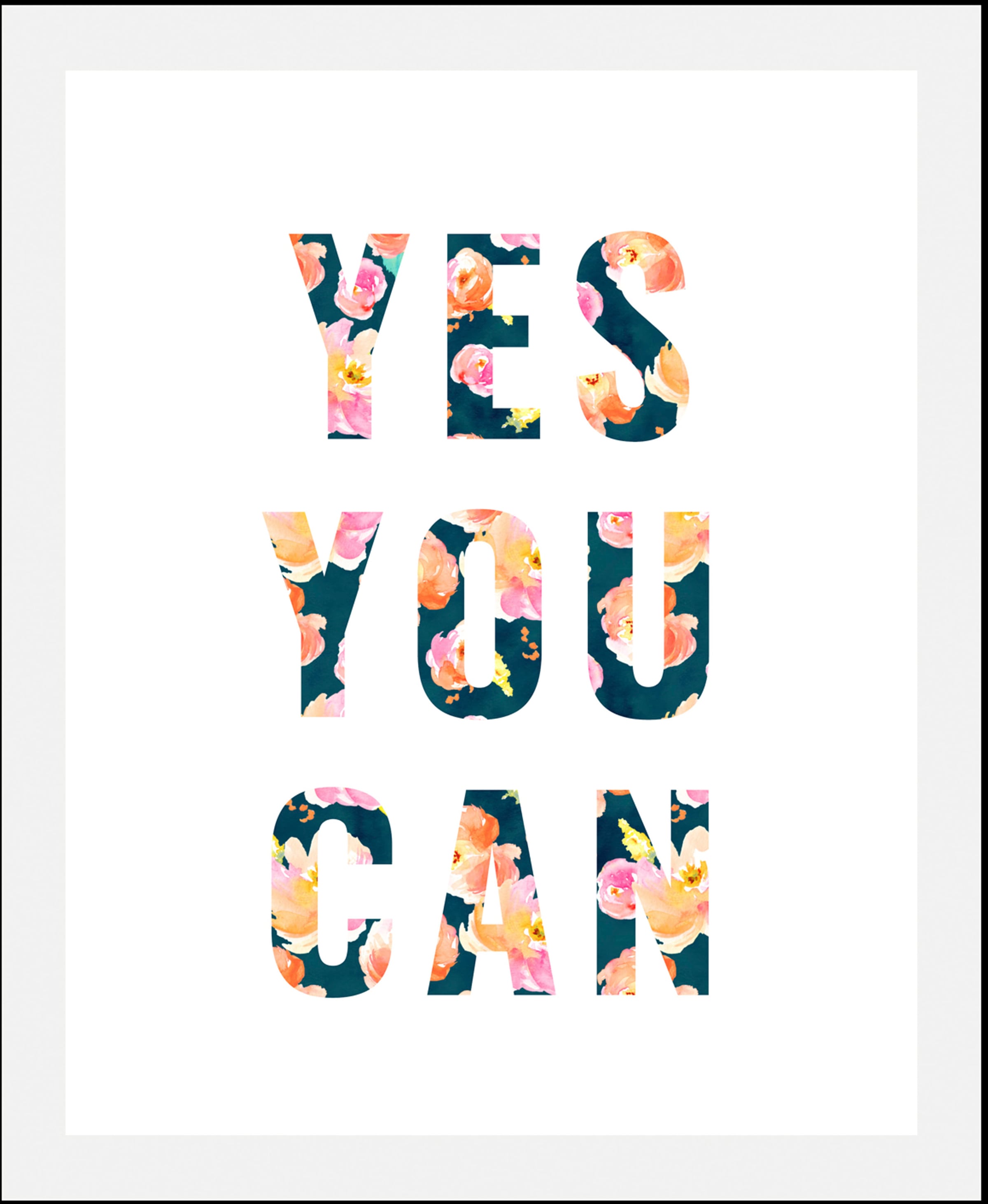 queence Bild "Yes you can", Schriftzüge, (1 St.), gerahmt