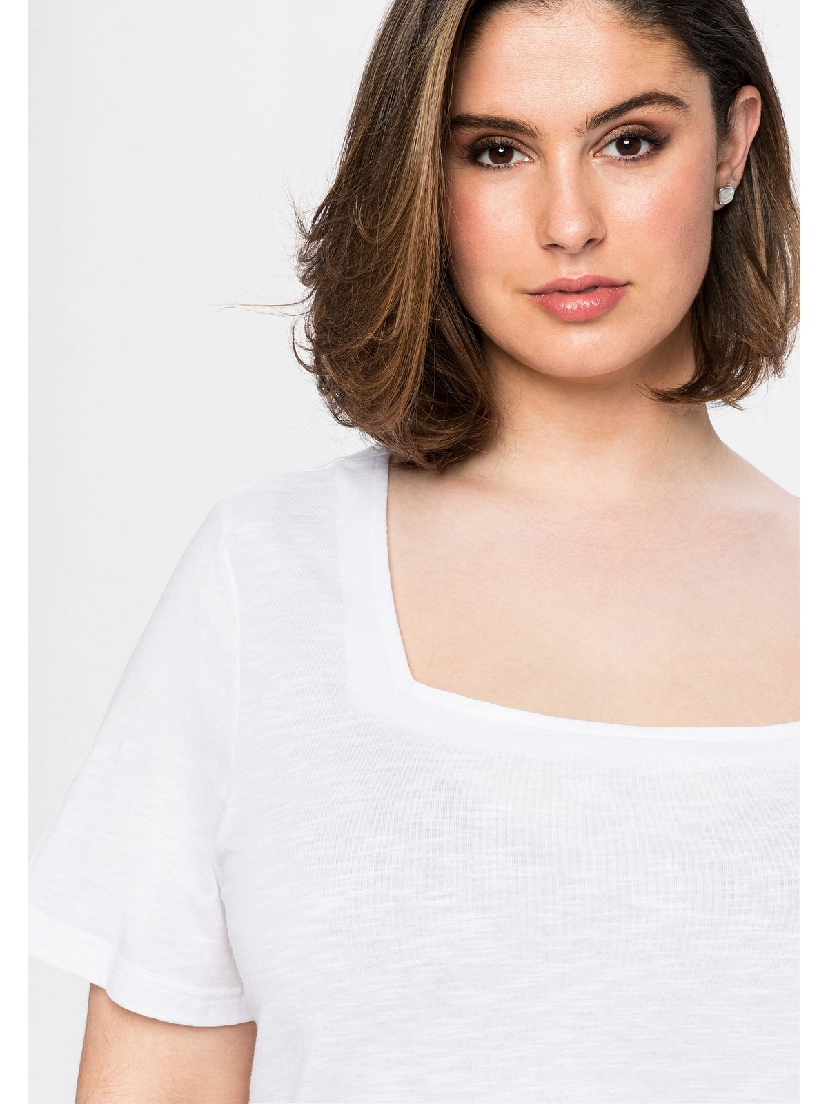 Sheego T-Shirt »Große Größen«, mit Karree-Ausschnitt und Volant am Saum
