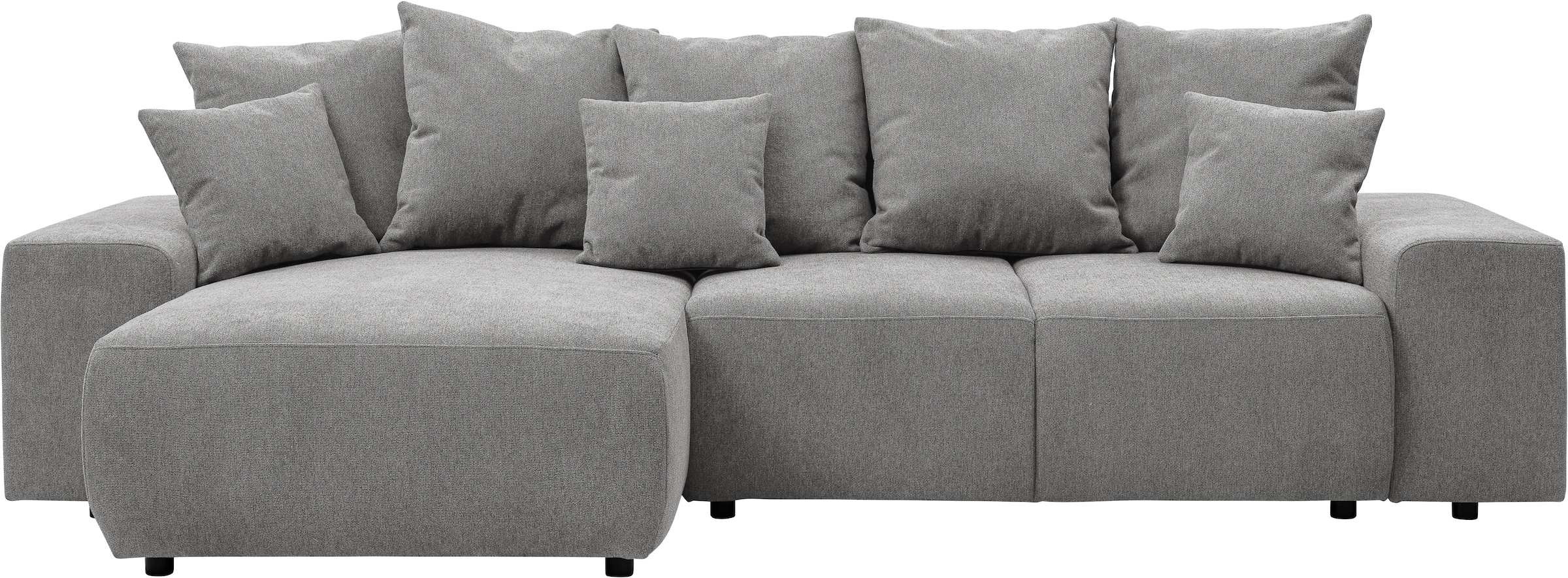 WERK2 Ecksofa »Riwa, modernes Sofa zum Kuscheln und Entspannen, Breite 300cm, L-Form«, Trendiges Ecksofa mit vielen Kissen, Schlaffunktion & Bettkasten