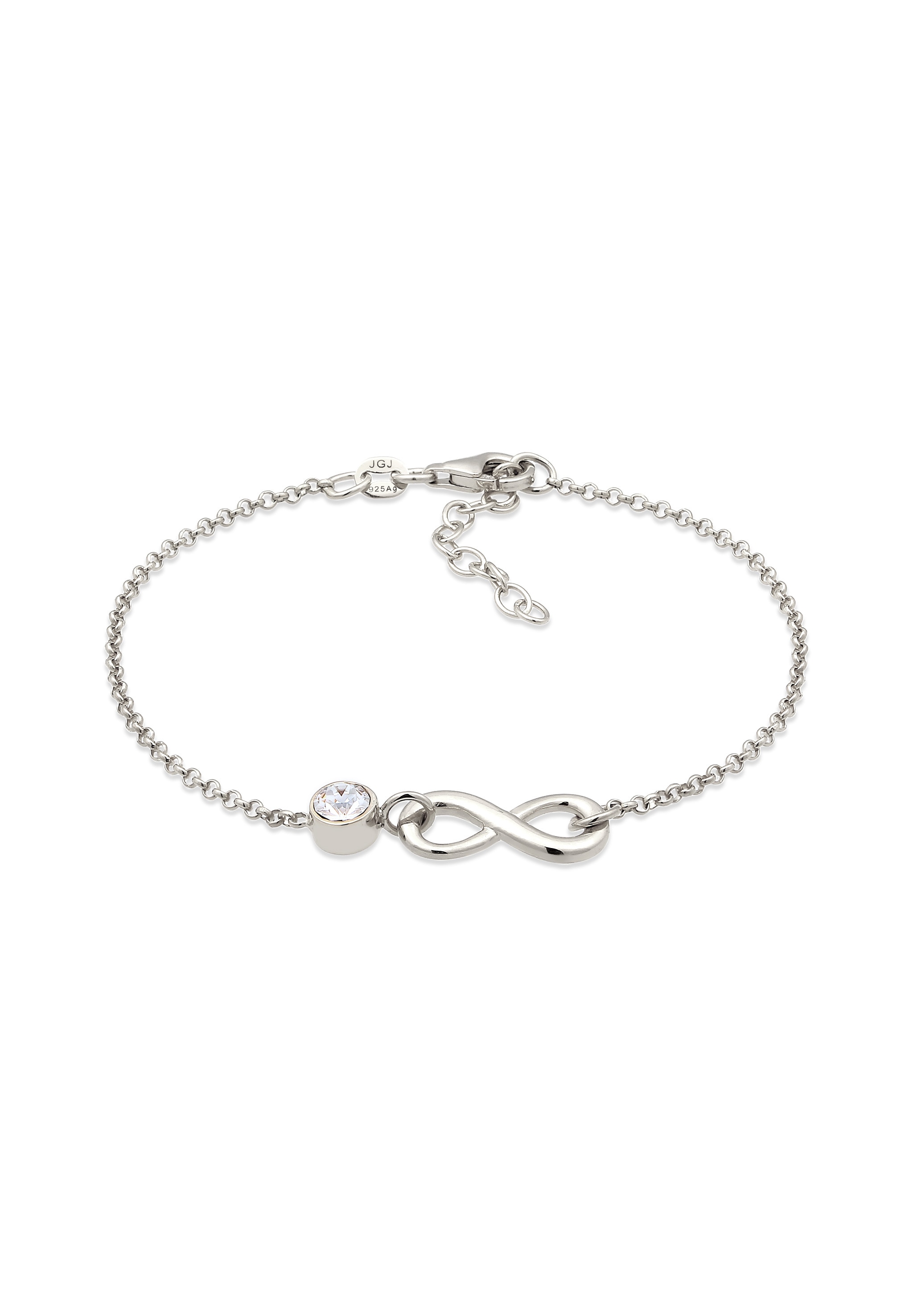 ELLI Damen Armkette "Armband Unendlichkeit Infinity 925 Sterling Silber, mit Kristallen von Swarovski", Silber 925 (Sterlingsilber), silber, Silber