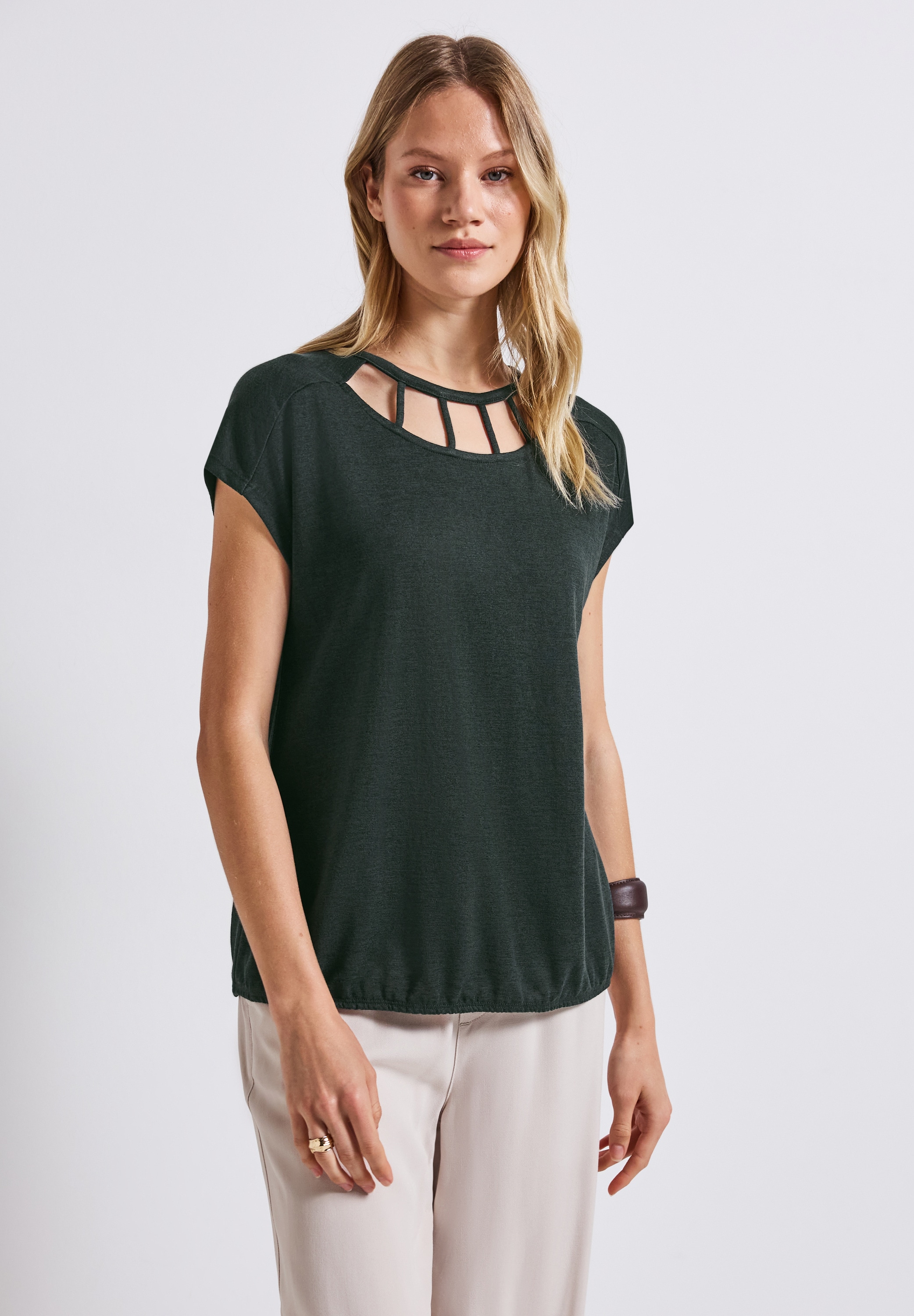 STREET ONE T-Shirt, aus elastischem Materialmix günstig online kaufen