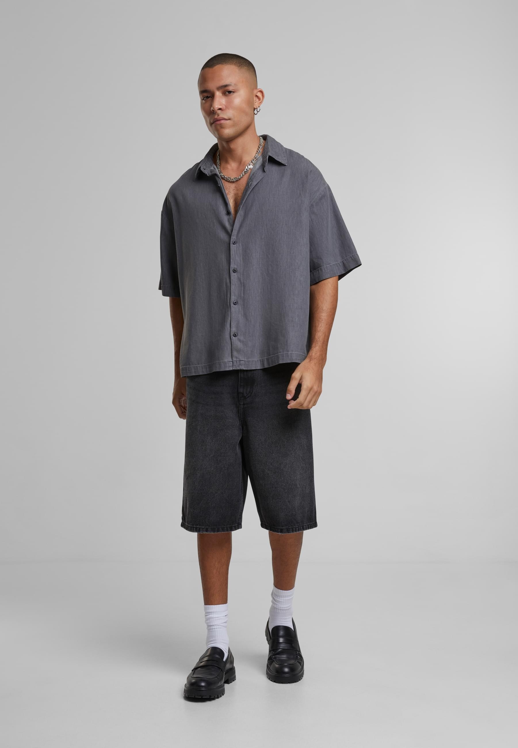 URBAN CLASSICS Langarmhemd »Urban Classics Herren Lightweight Denim Shirt«, (1 tlg.)