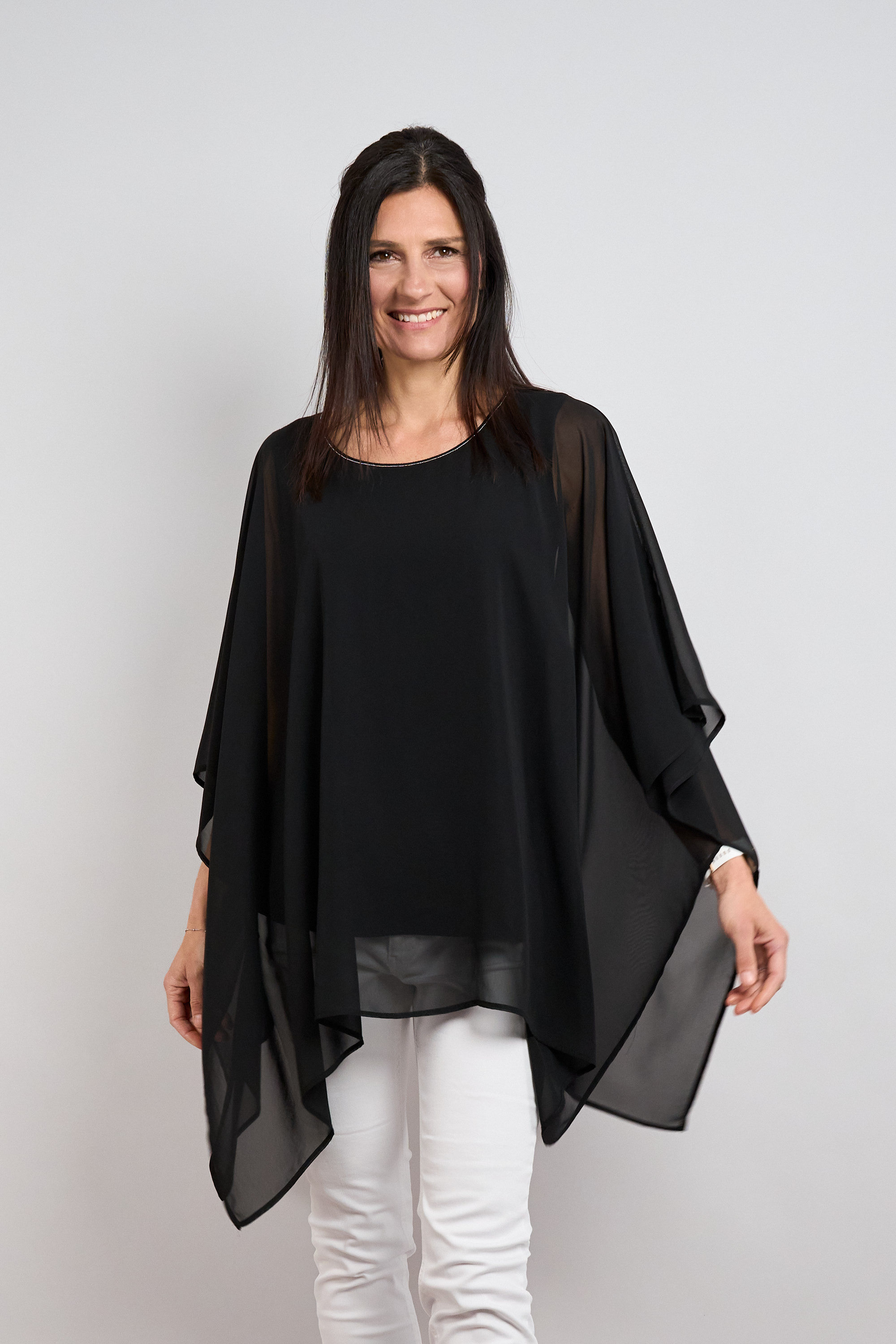Seidel Moden Blusenponcho Überschnittene Bluse im Poncho-Stil - MADE IN GERMANY