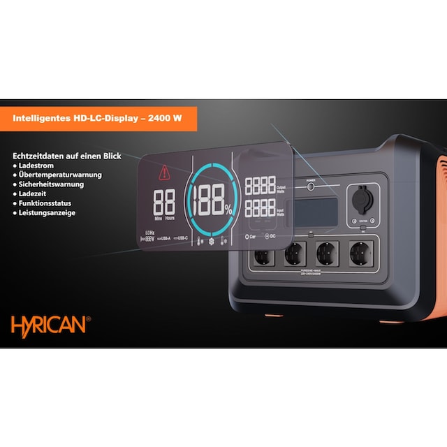 Hyrican Powerstation »UPP-2400 Kit 2400Watt, 2232 Wh, LiFePO4, tragbarer  Akku/Batterie«, 697500 mAh, mobiles Ladezentrum für Not-& Stromversorgung  online kaufen | BAUR