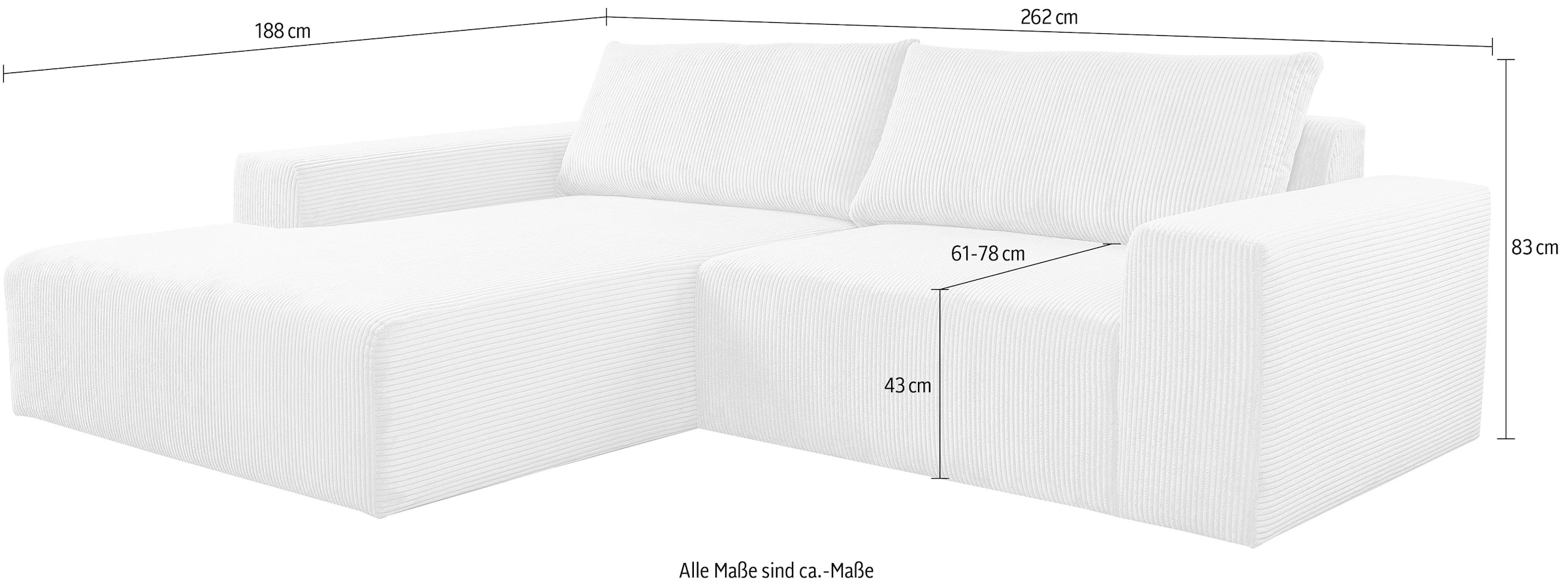 WERK2 Ecksofa »Rio, elegant und bequem, Breite 262cm, L-Form«, Puristisches Design mit maximalem Komfort
