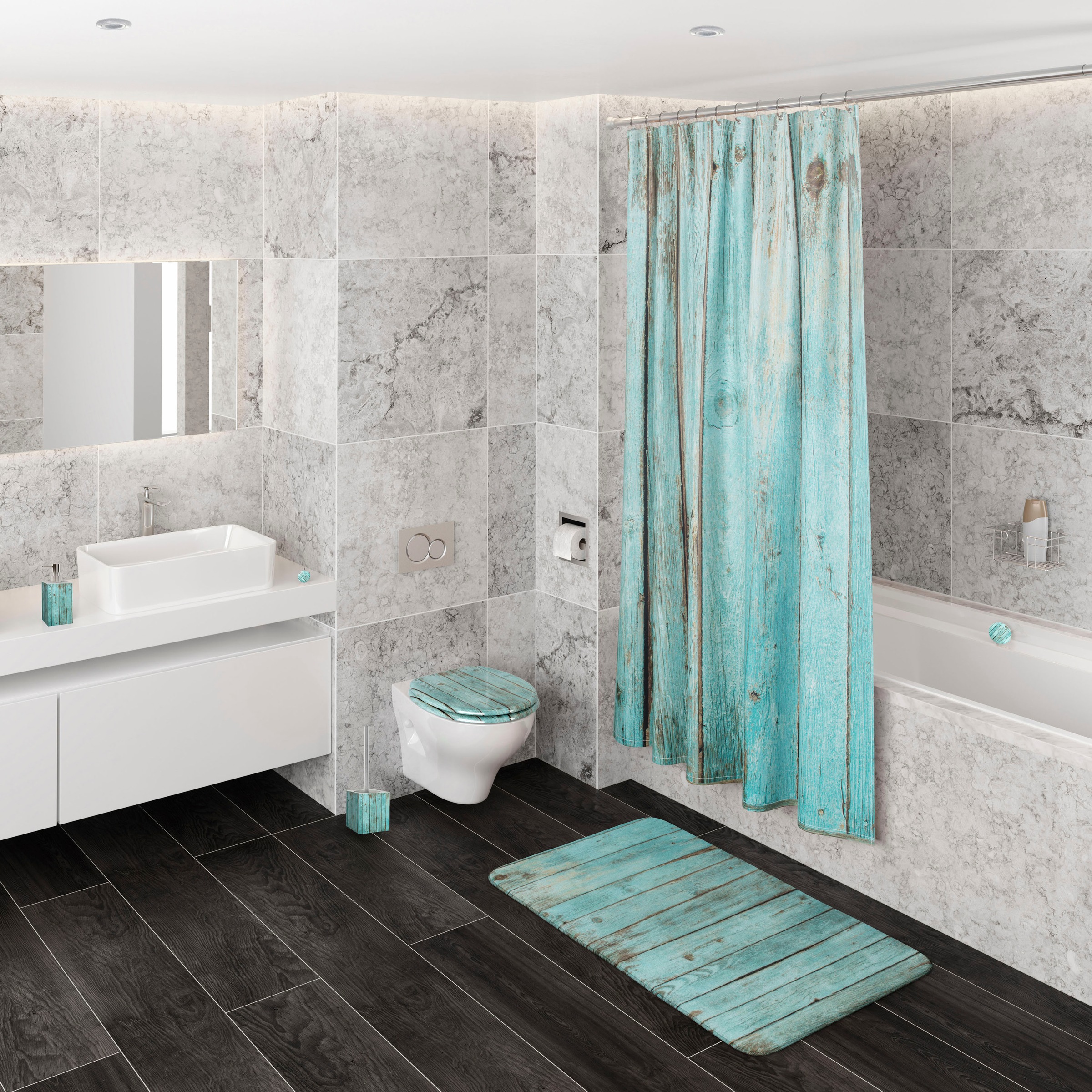 Sanilo WC-Garnitur »Lumber«, 2 St., aus Polyresin (Kunststein), kräftige Farben, mit auswechlbarem Bürstenkopf