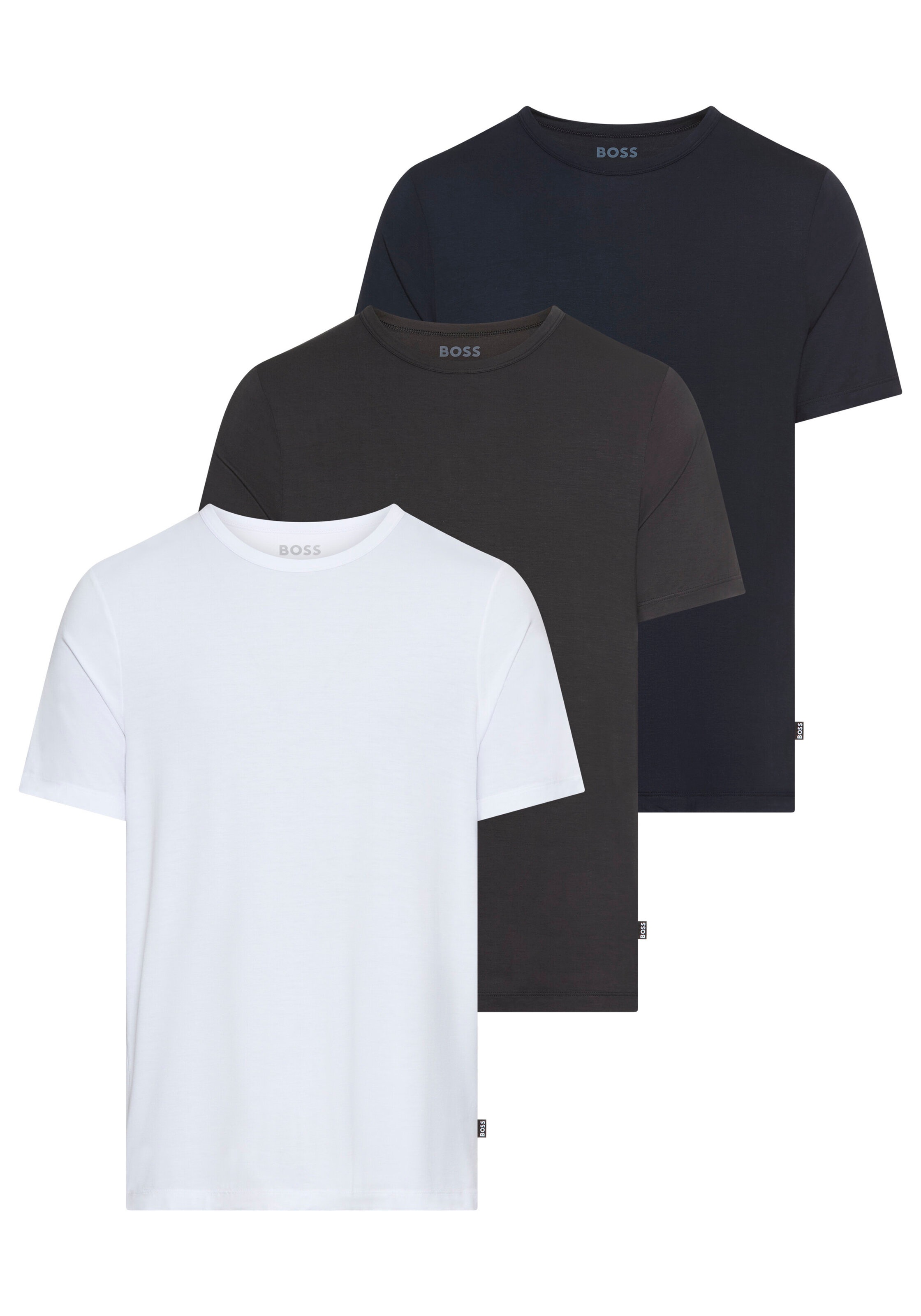 BOSS T-Shirt "TShirt RN 3P Natura", (3 tlg.), einfarbiges T-Shirt mit Marke günstig online kaufen