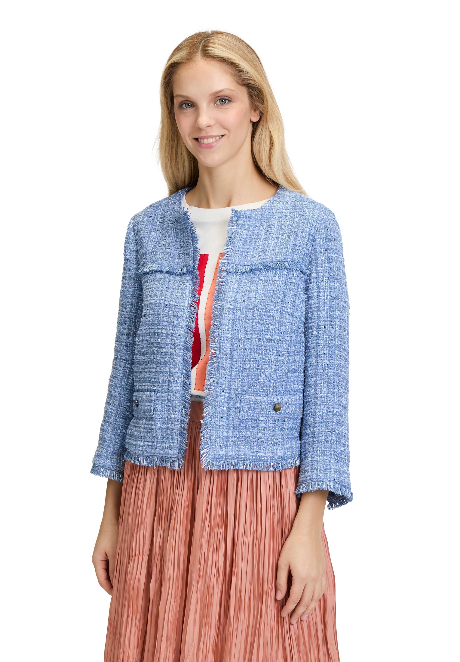 Cartoon Jackenblazer "Cartoon Damen Tweedblazer mit Fransen", Fransen günstig online kaufen
