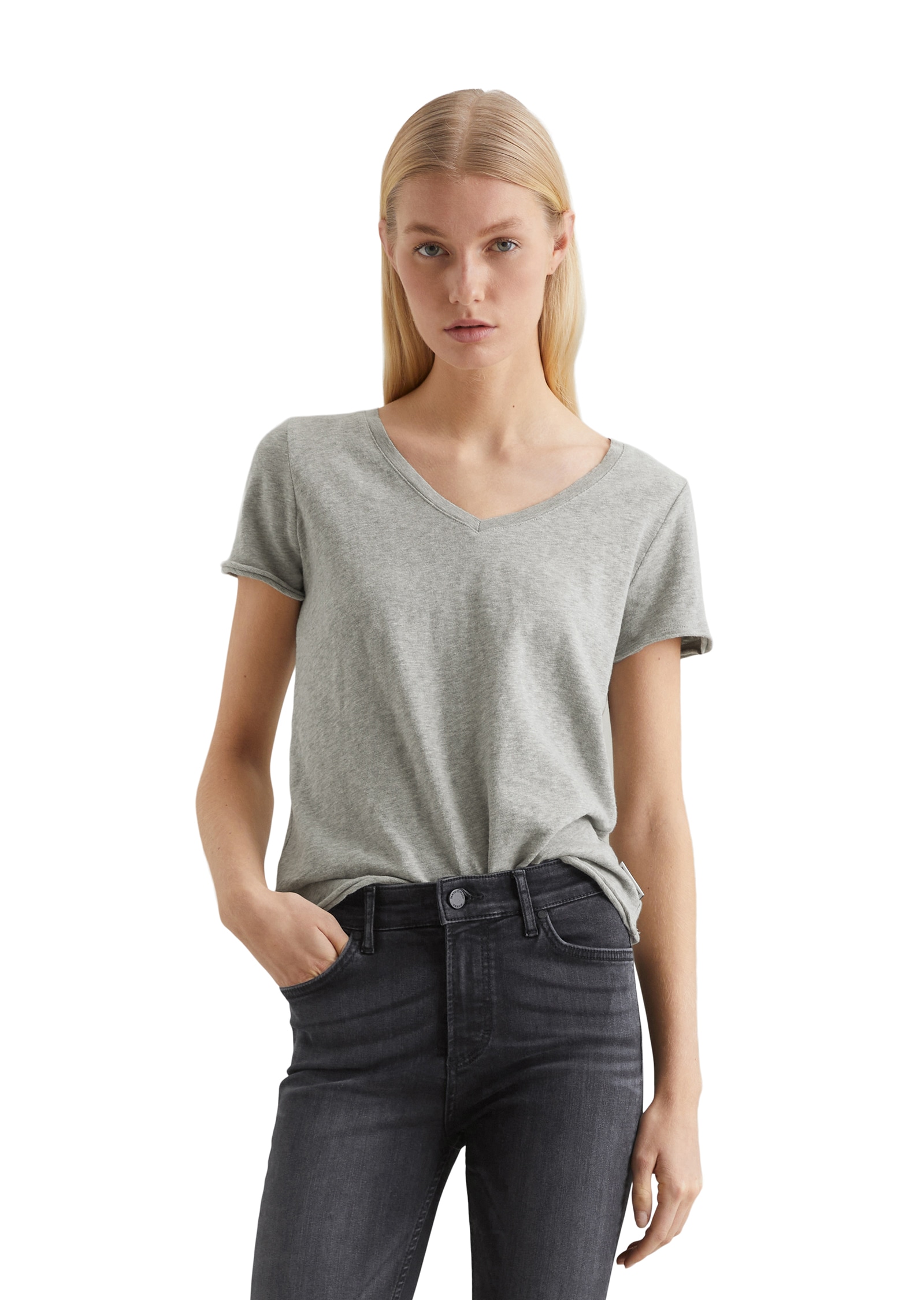 Marc OPolo DENIM T-Shirt mit abgerundetem V-Neck günstig online kaufen