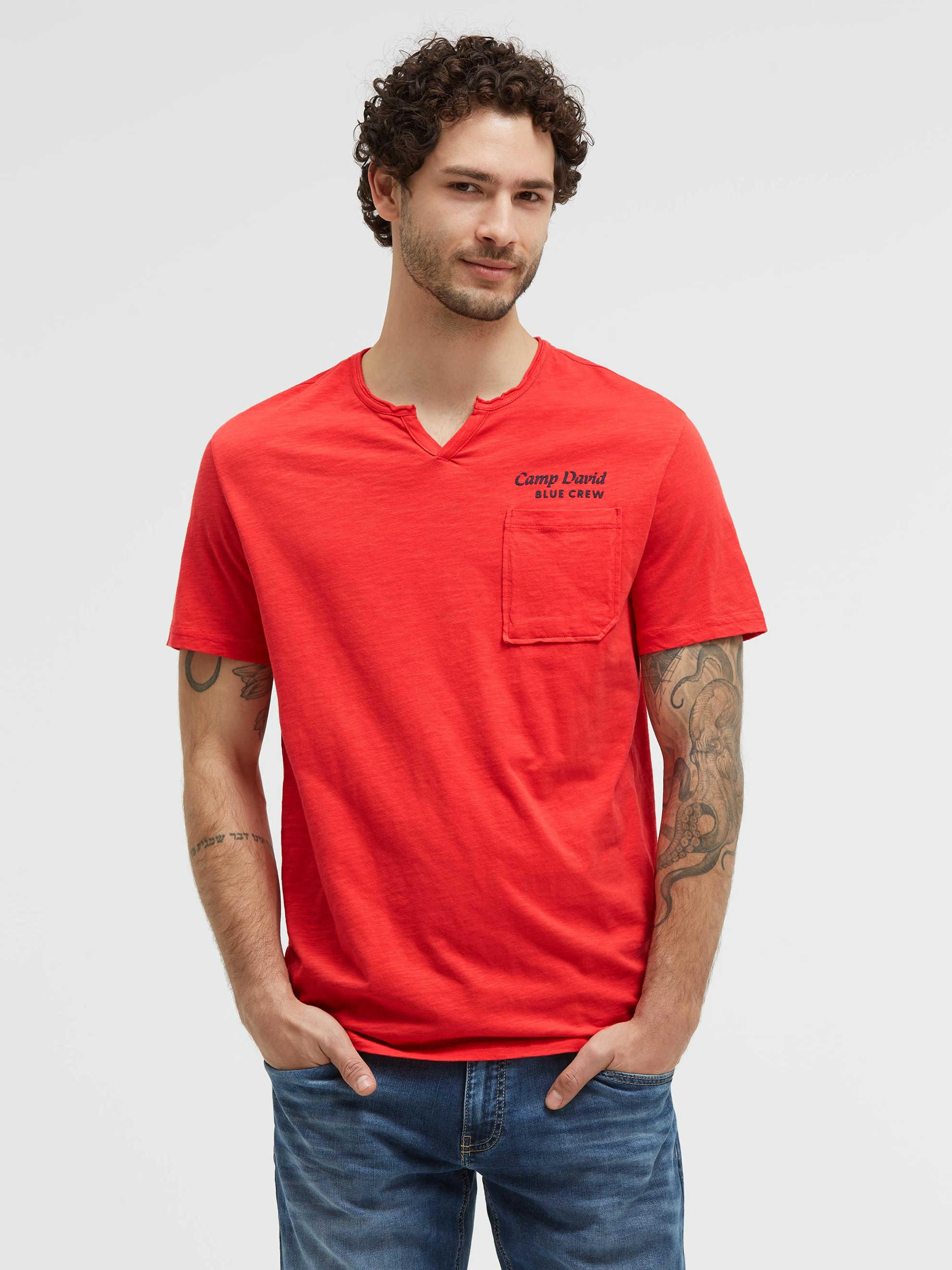 CAMP DAVID Rundhalsshirt mit Brusttasche