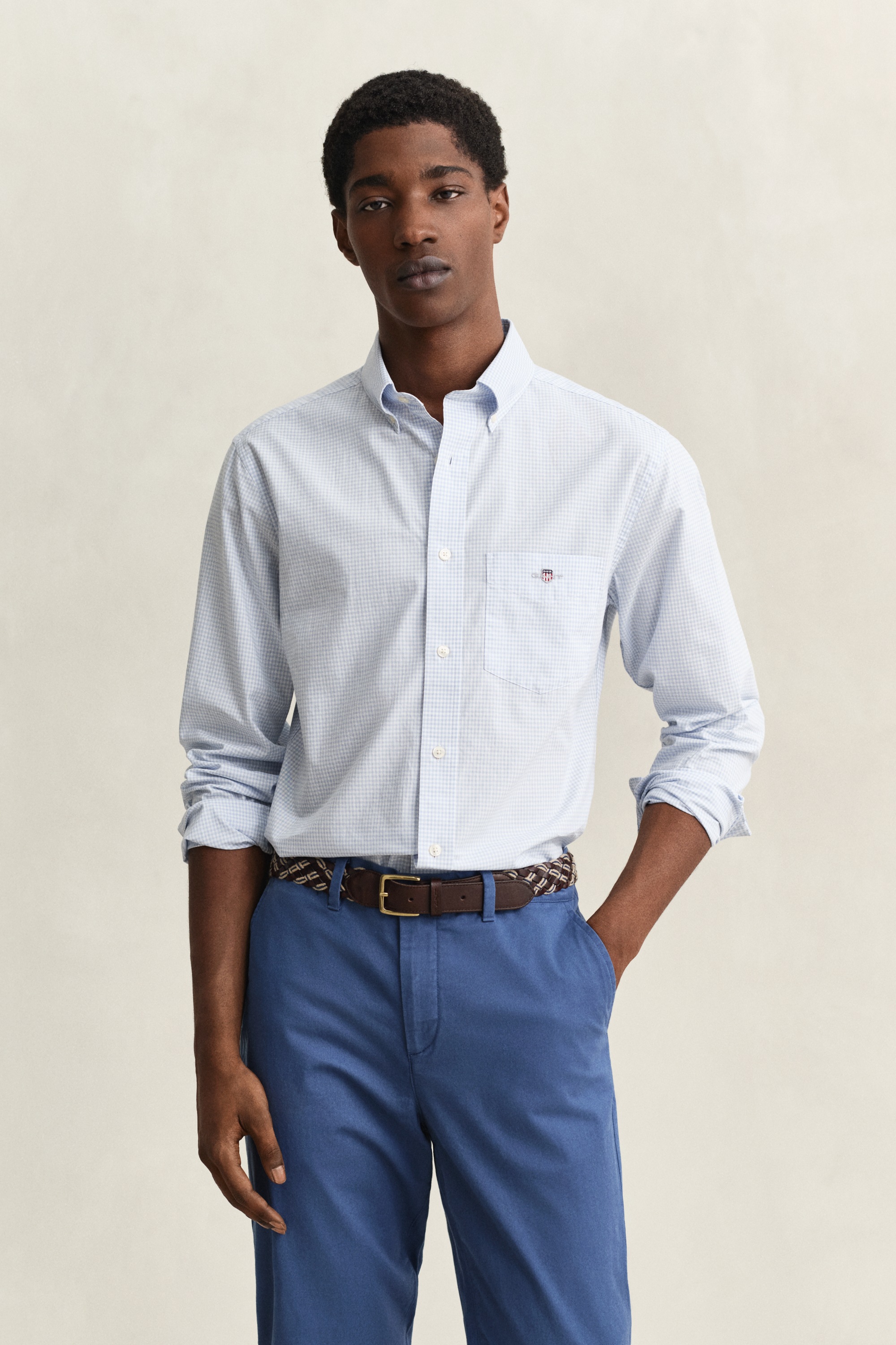 Gant Langarmhemd "REG CLASSIC POPLIN GINGHAM SHIRT" mit Logostickerei, Baum günstig online kaufen