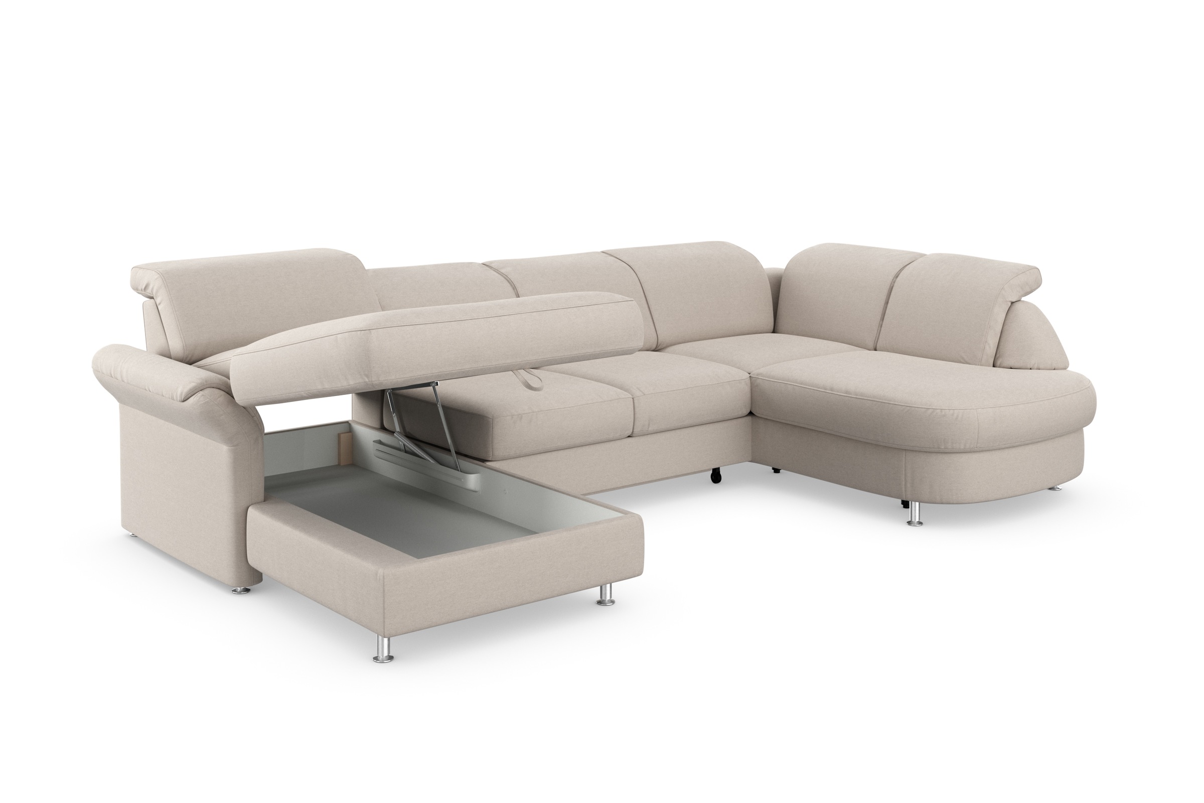 sit&more Wohnlandschaft »Apulia U-Form«, wahlweise Bettfunktion, Bettkasten und Kopf- und Armteilverstellung