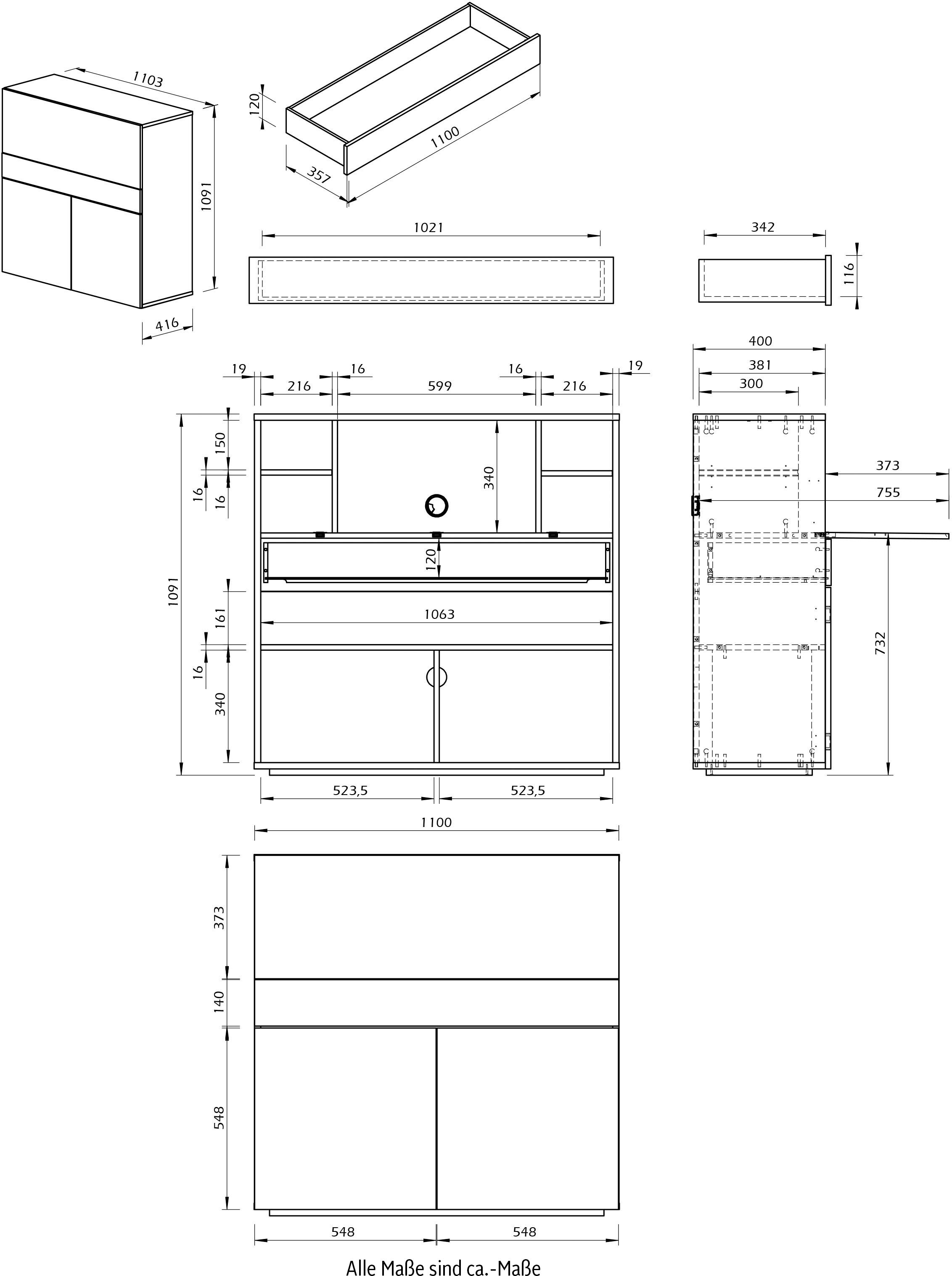 TemaHome Sekretär »Focus«, B/H 110/109 cm