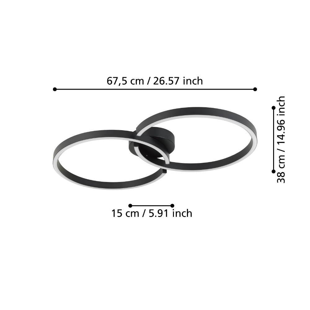 EGLO Deckenleuchte »AMANDOLO«, 1 flammig, Leuchtmittel LED-Modul | LED fest integriert, dimmbare Deckenlampe, Fernbedienung, Metall in Schwarz, RGB Backlight