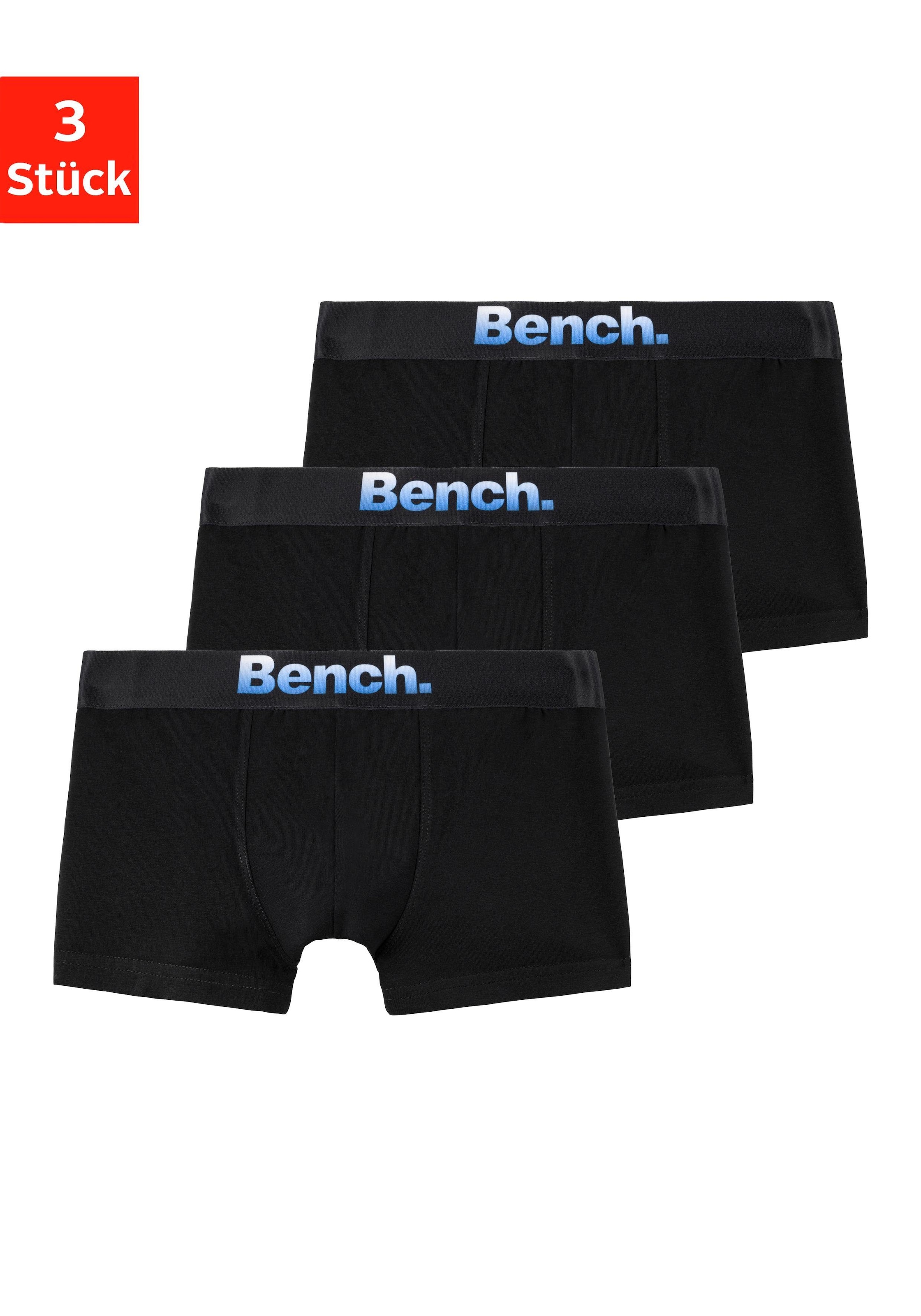 Bench. Boxer "Boxershorts für Jungen" Packung, 3 Stk. unifarben, mit Logobund, Baumwollmischung