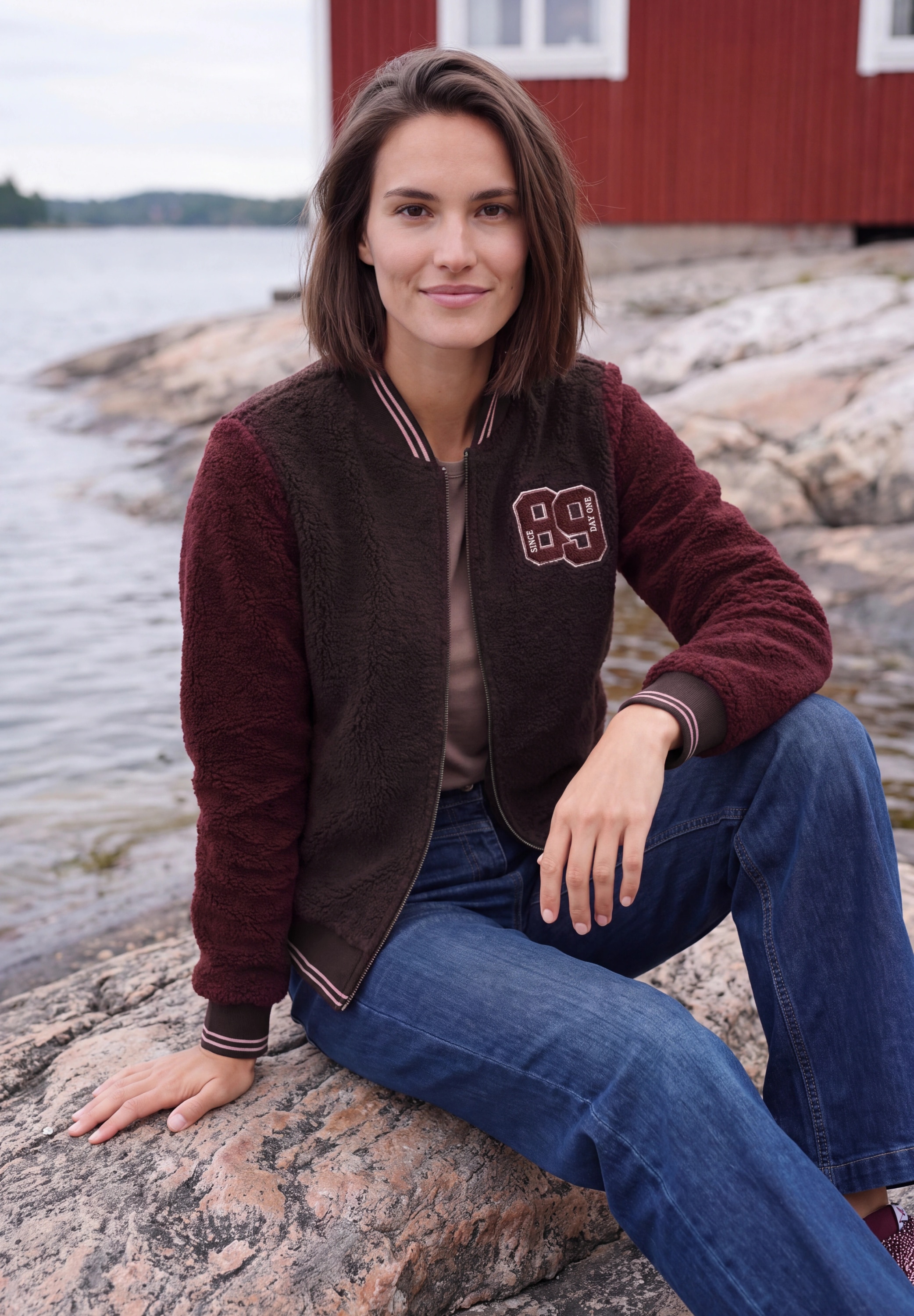 Cecil Sweatjacke Teddy-Blouson mit Patch-Detail / Im College-Look