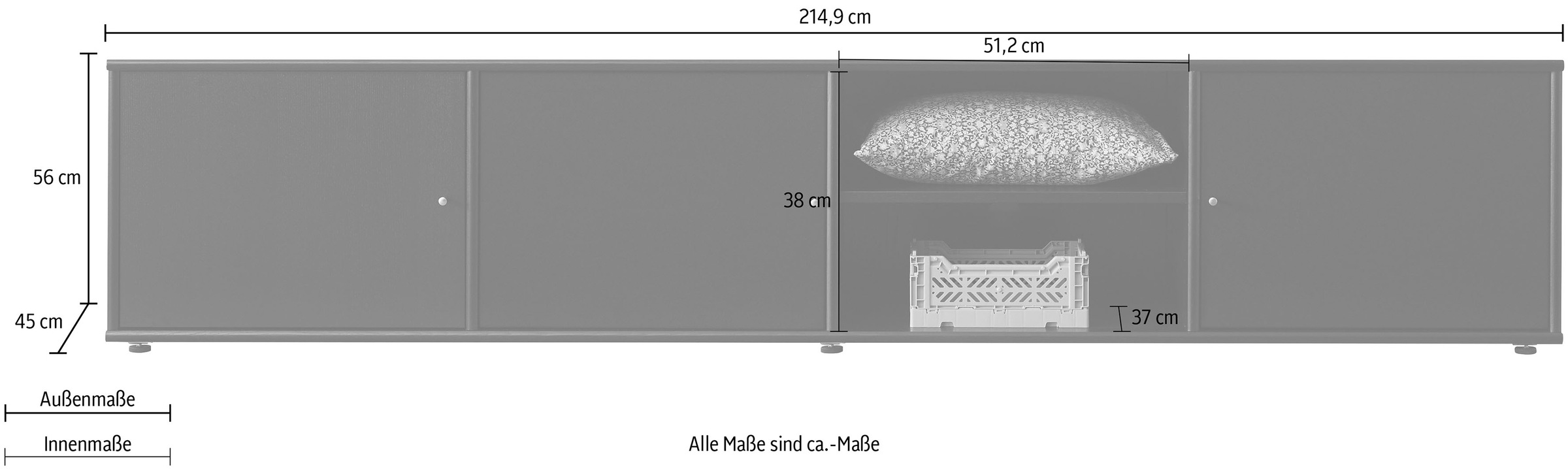 Hammel Furniture TV-Board »Mistral Fernsehschrank, Medienmöbel, Hängend«, Tür mit Holzstruktur/Türen mit Akustikstoff, Lowboard, B: 214,9 cm