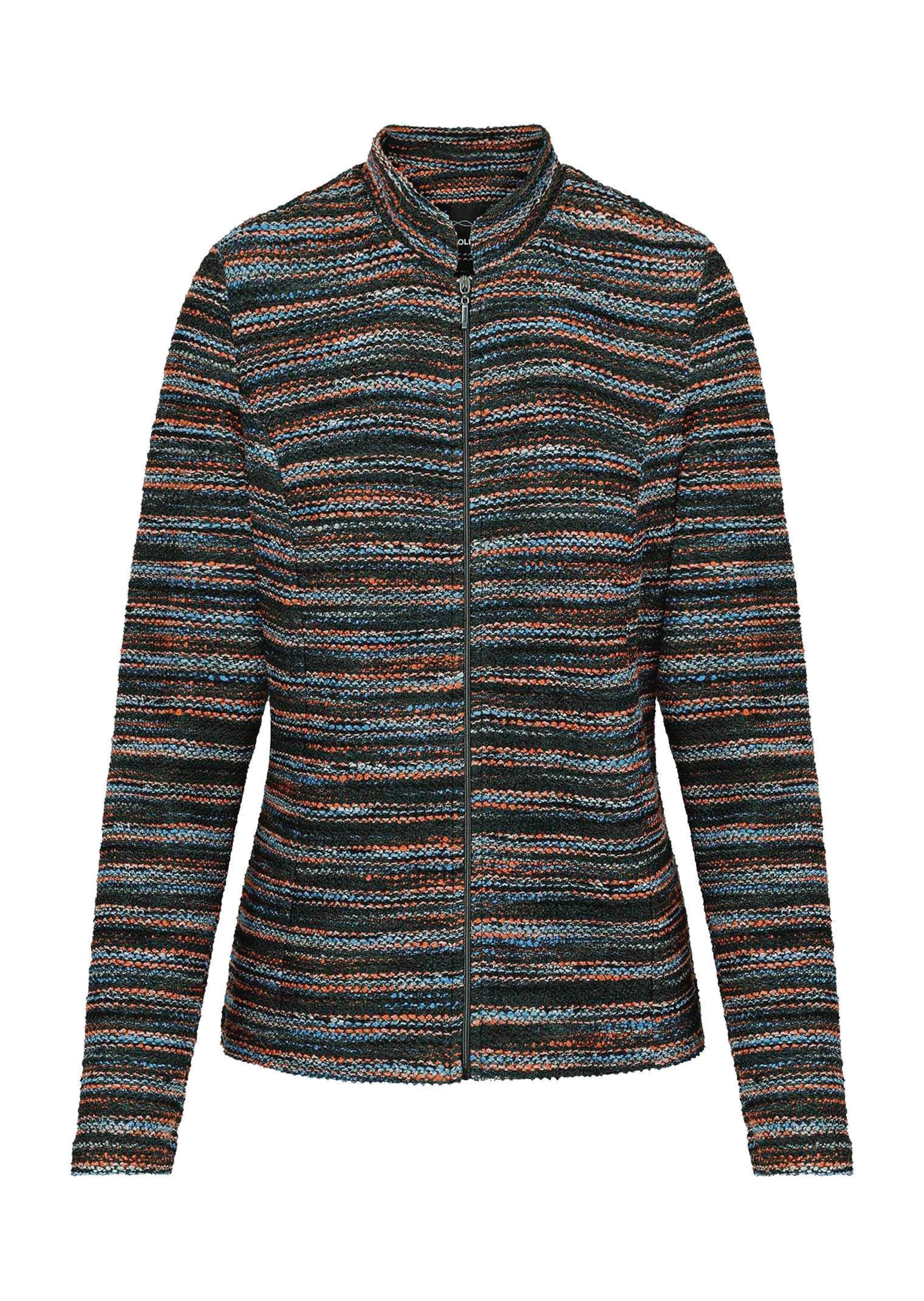 GOLDNER Kurzjacke "Kurzgröße Streifenjacke mit Stehkragen" Eingriffstaschen an der Seite