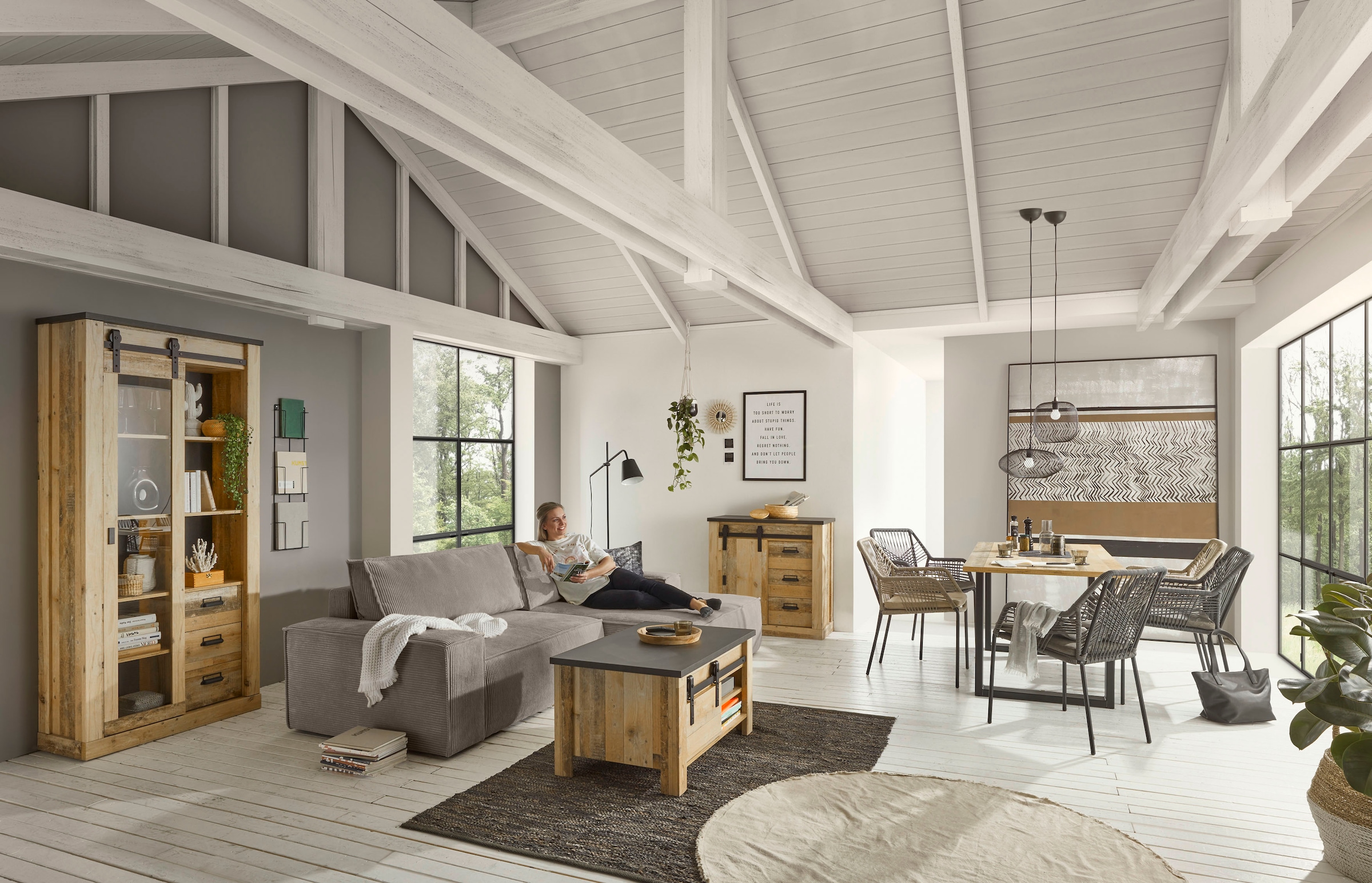 Home affaire Ecksofa »SHERWOOD Schlafsofa 267 cm, L-Form,« Schlaffunktion mit Bettkasten (210x136 cm), Cord, Vintage, Samtvelours