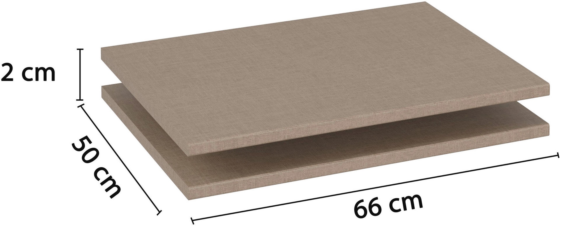 rauch Einlegeboden "Zubehör für Rauch-Schränke Garderobe Kleiderschrank Schrank" 2er-Set Breite 66 cm, Tiefe 50 cm MADE IN GERMANY