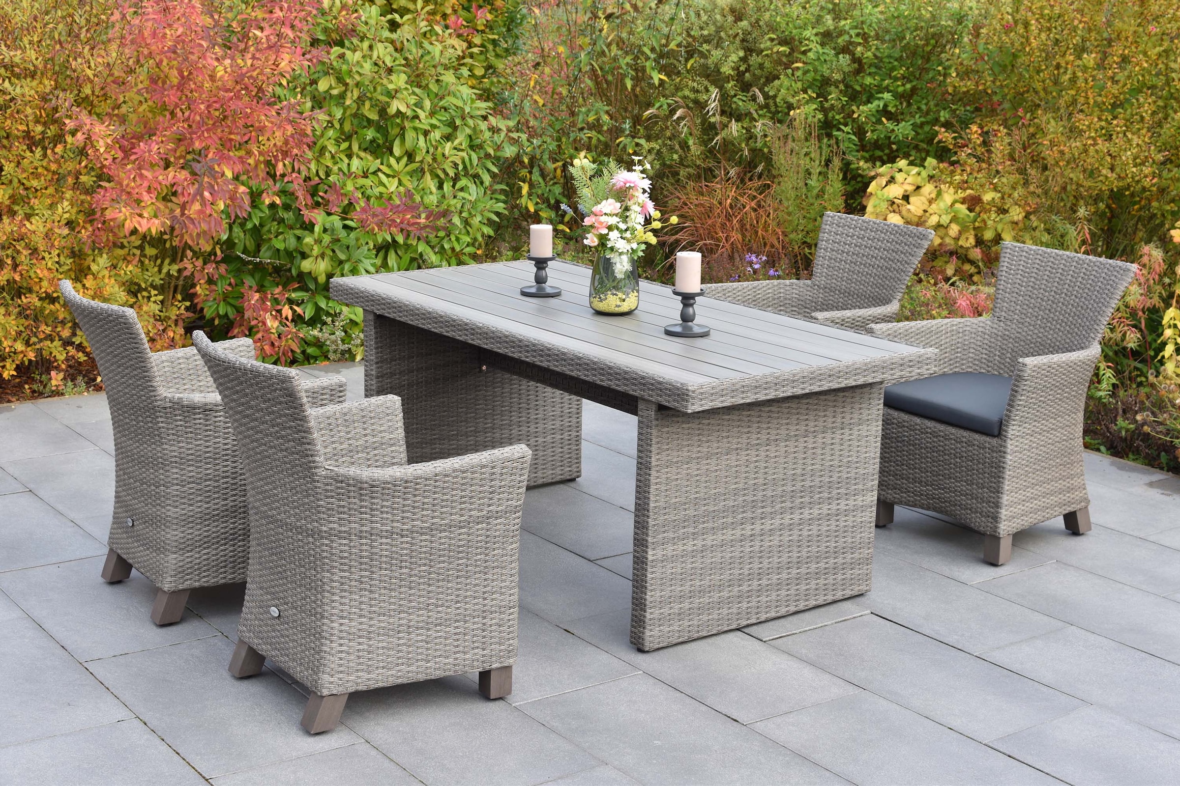 MERXX Garten-Essgruppe »Toskana« Set, 5 tlg. inkl. 4 Sessel, 4 Auflagen, 1 Tisch