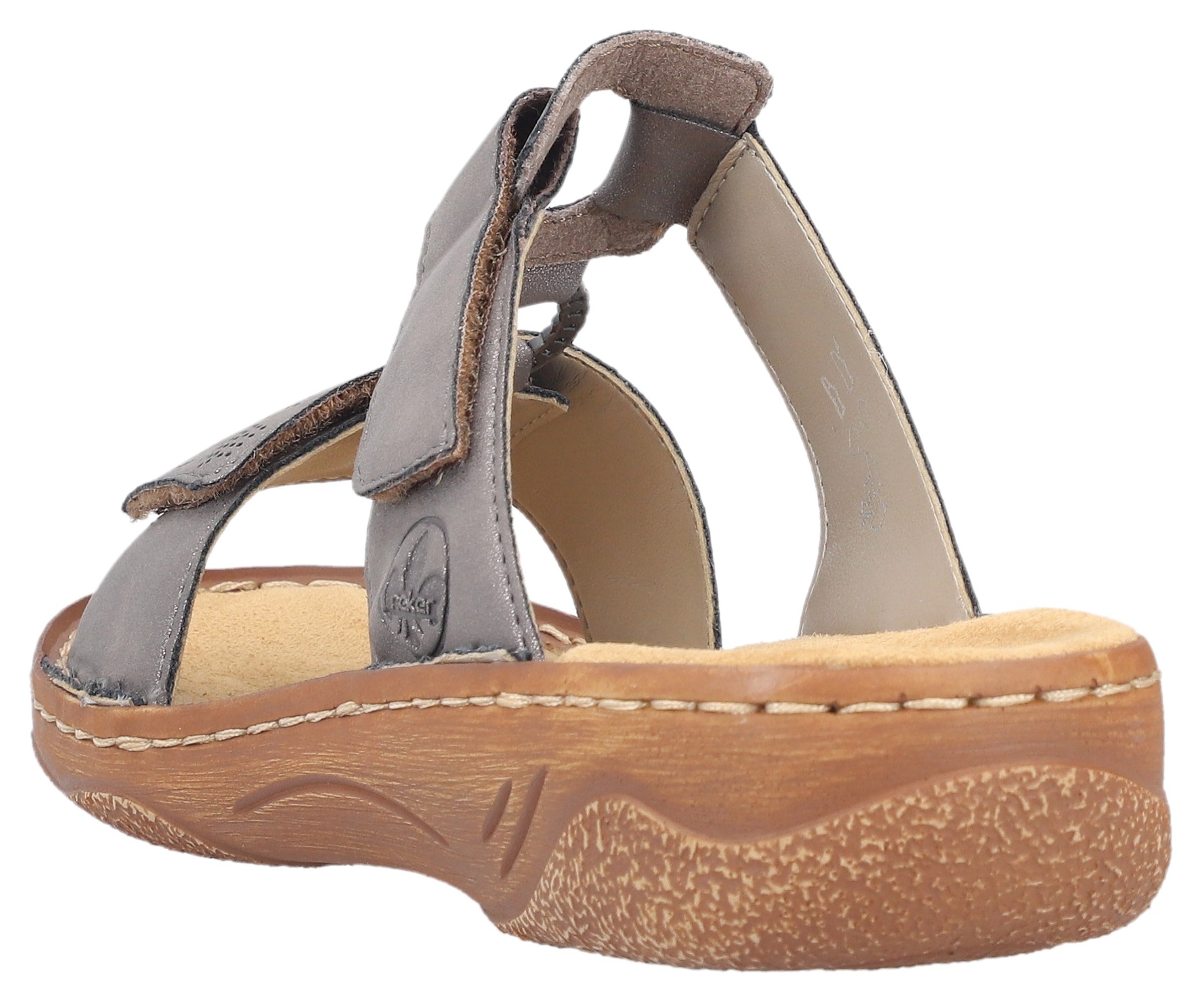 Rieker Pantolette, Sommerschuh, Schlappen, Urlaubschuh, Klettschuh mit Perforation