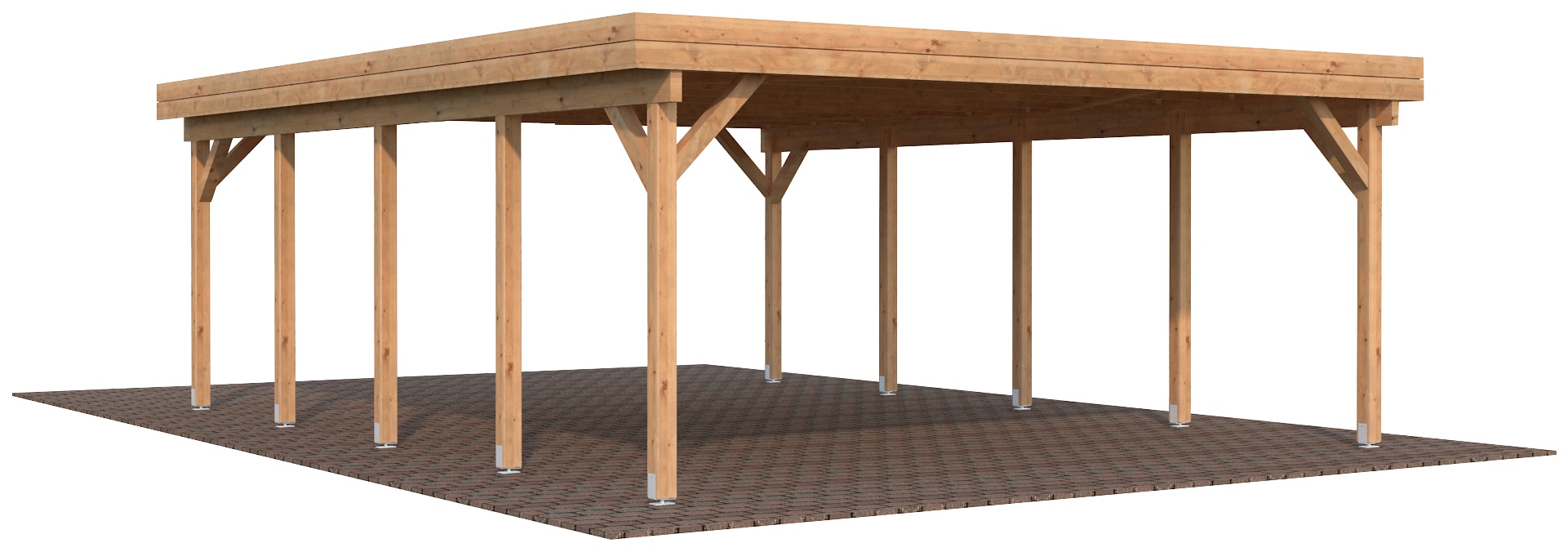 Palmako Doppelcarport "Karl" Massivholz hellbraun
