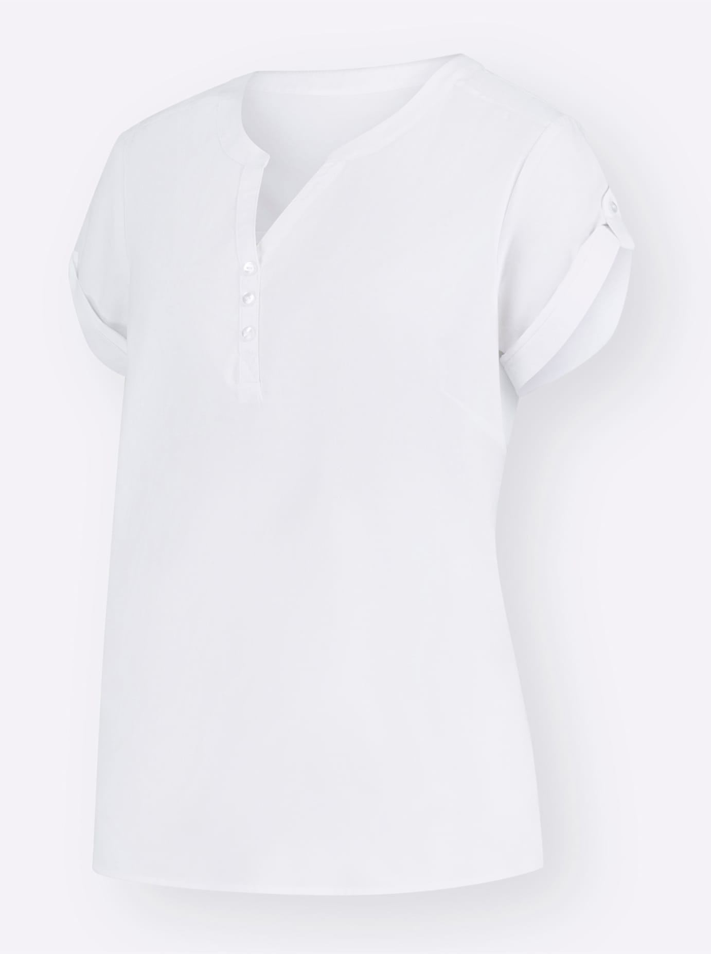 Kurzarmbluse CASUAL LOOKS, Damen, Gr. 48, weiß, 100% Baumwolle, unifarben, Rundhals, Blusen, Topseller 3