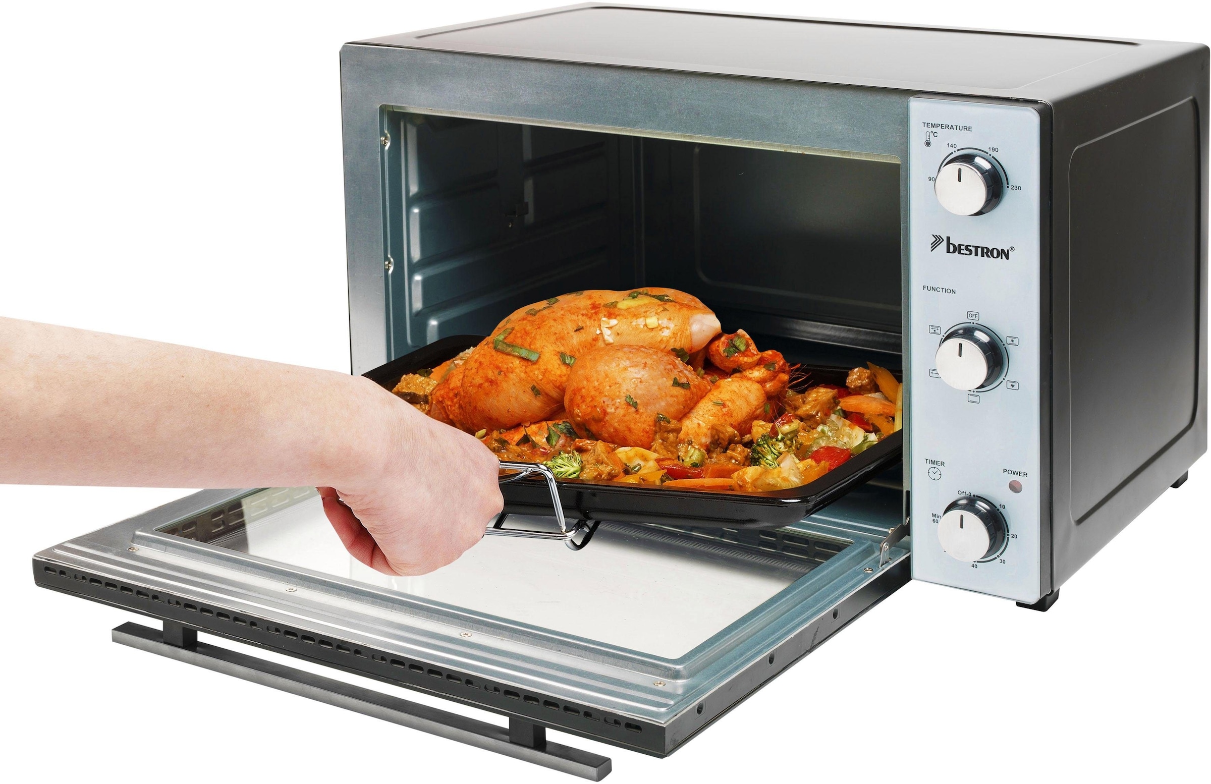 bestron Minibackofen »2-in-1 Gerät«, mit Drehspieß, 1500 W, Edelstahl, Schwarz