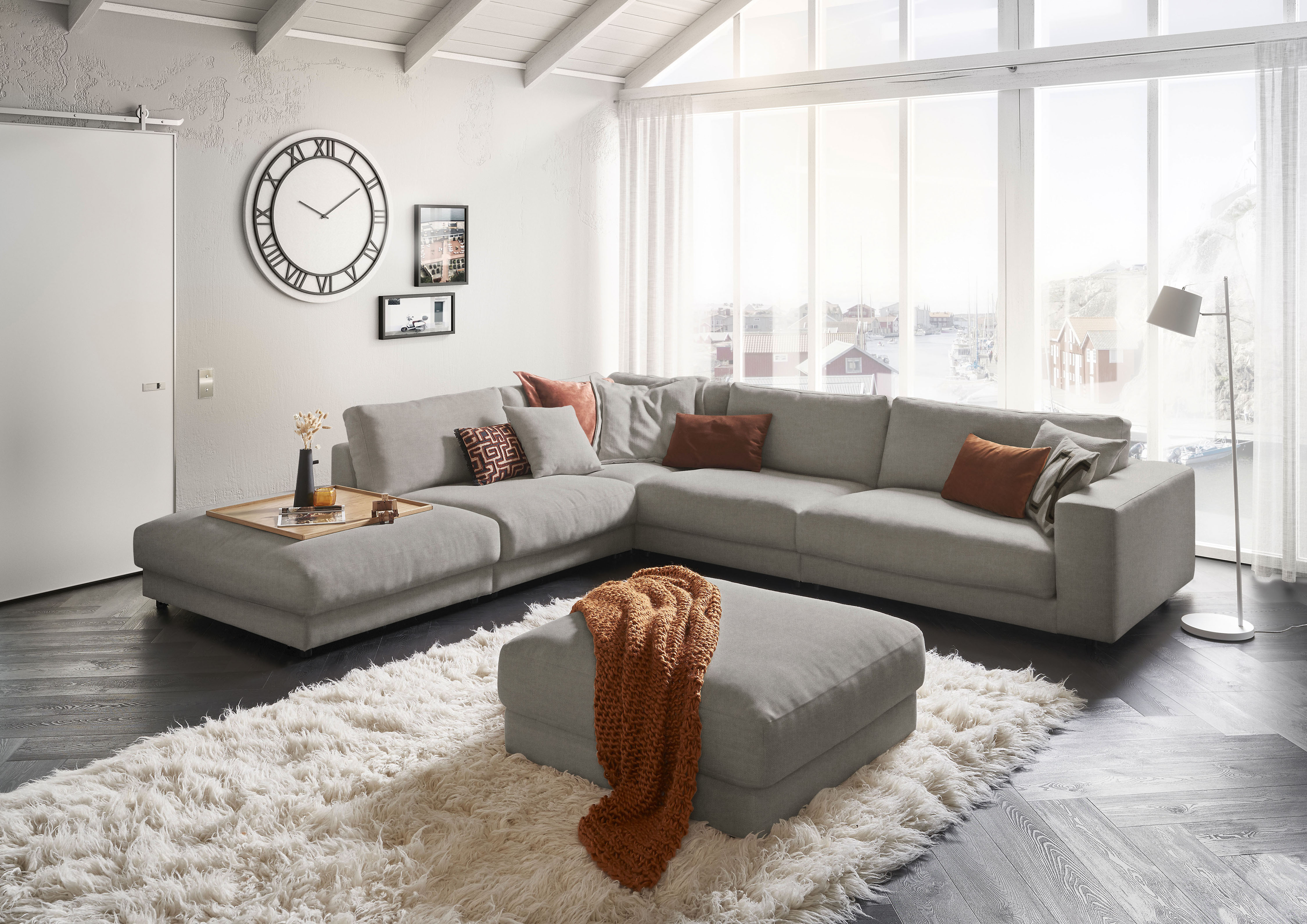 3C Candy Ecksofa "Enisa II, bequem und komfortabel, großes Familiensofa, L-Form" incl. 3 Flatterkissen, wahlweise mit Flecken-Schutz-Bezug Easy care