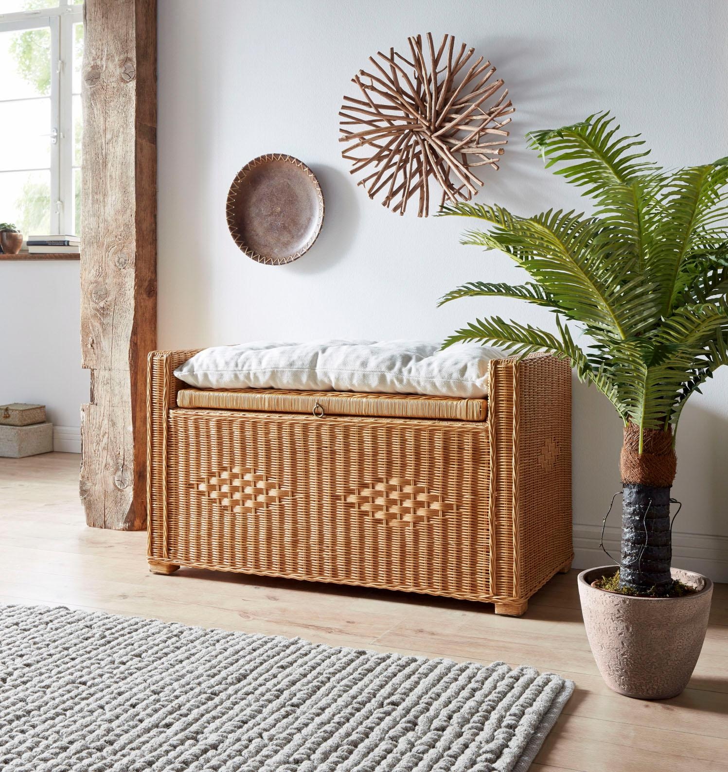 Home affaire Sitztruhe »Schönerempfang, TOPSELLER!«, (Rattan-Bank), Belastbar bis max. 80 Kg, mit Stauraum
