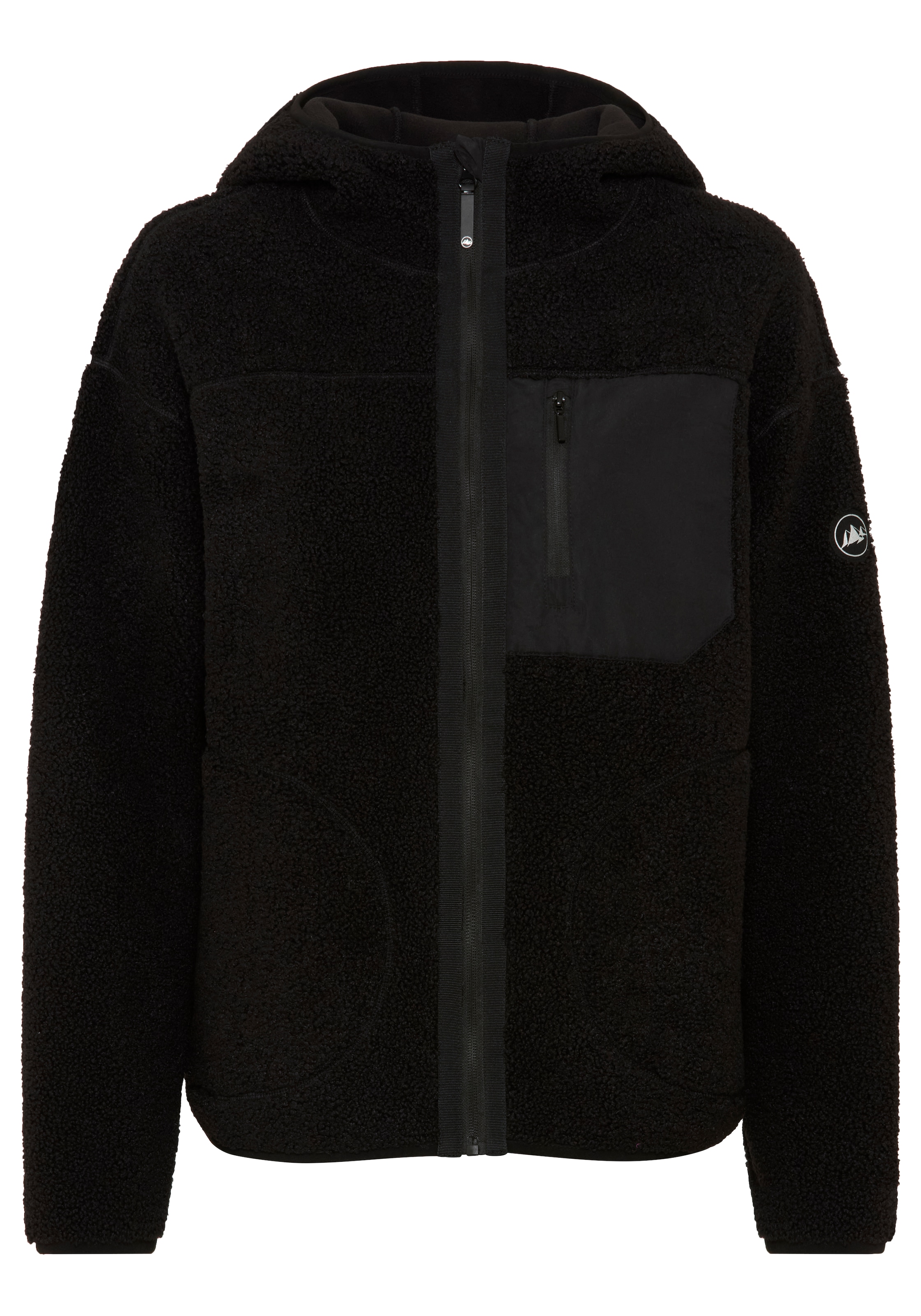 Polarino Fleecejacke mit Kapuze aus Teddy-Fleece, mit Kapuze und Brusttasche